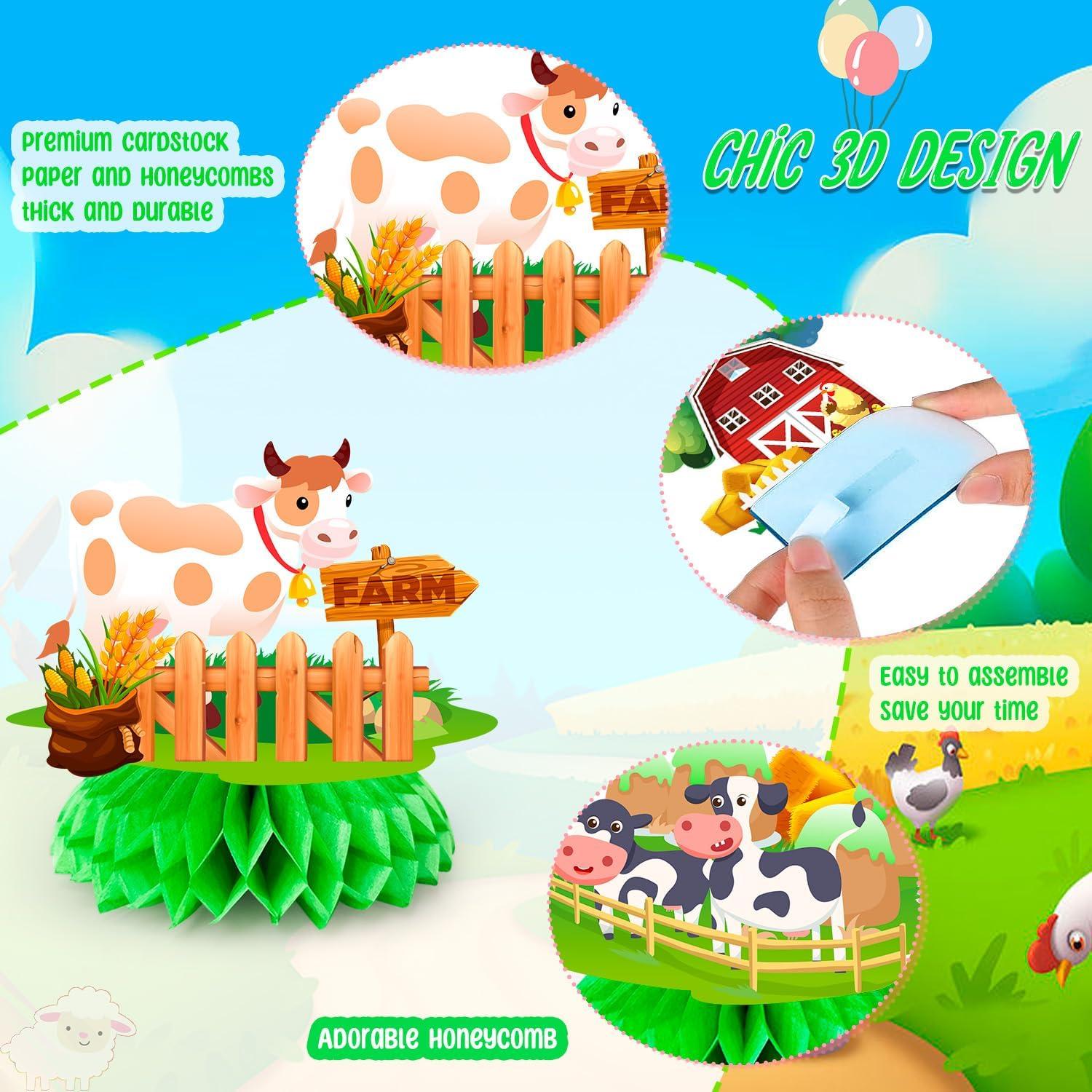 Centros de Mesa de Panal de Granja 9 Pcs Decoración Fiesta