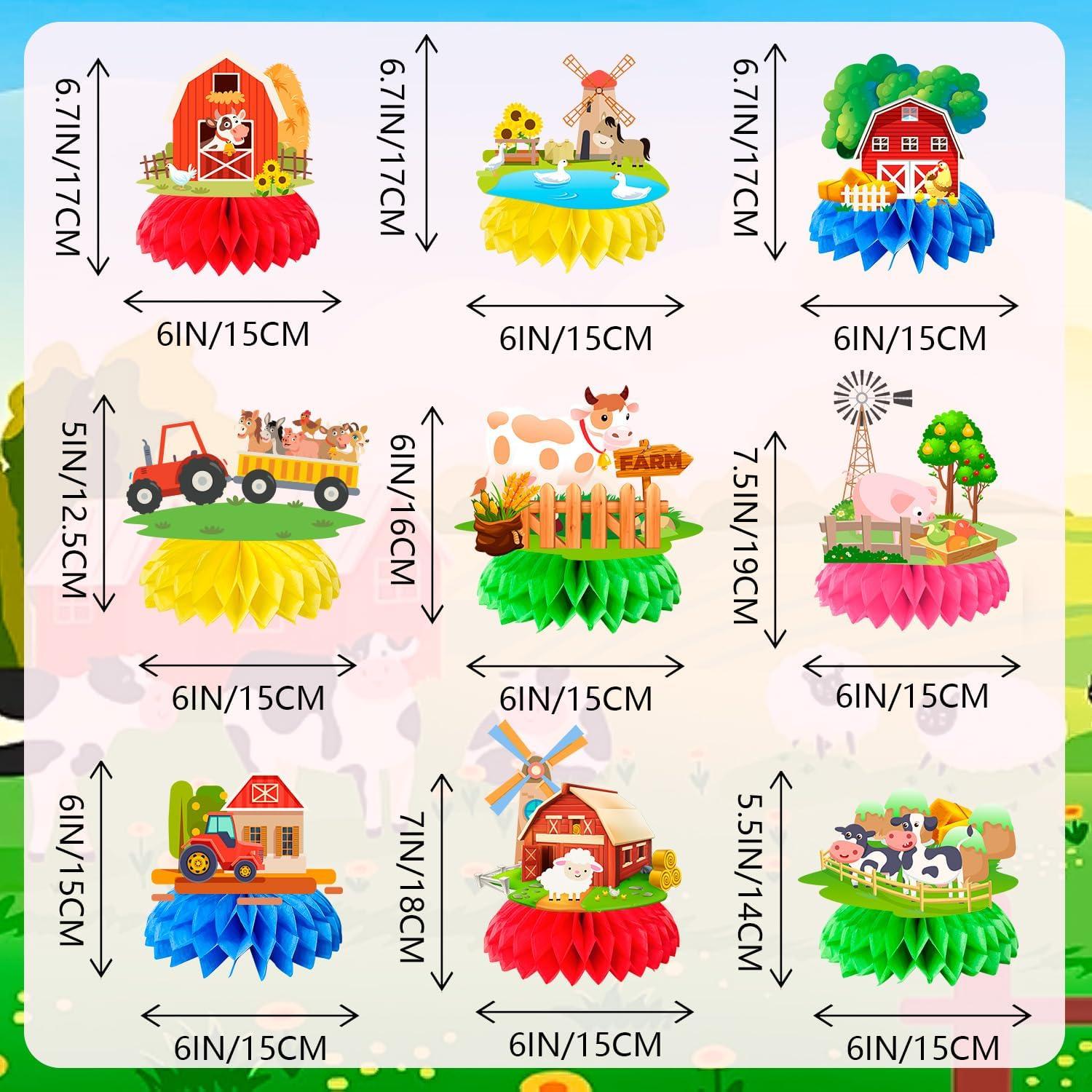 Centros de Mesa de Panal de Granja 9 Pcs Decoración Fiesta