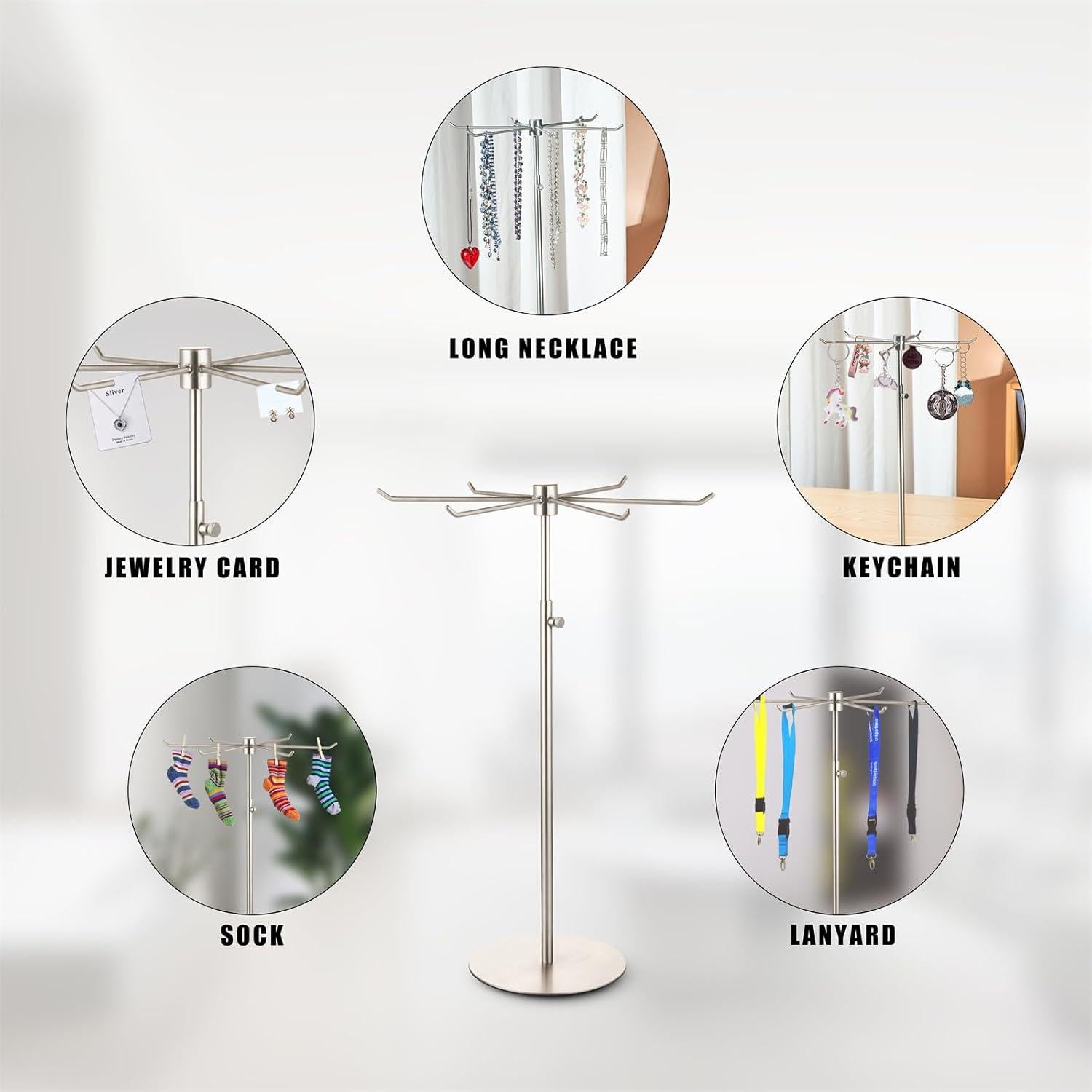 Soporte de Joyería Giratorio Bjewego Ajustable 6 Ganchos