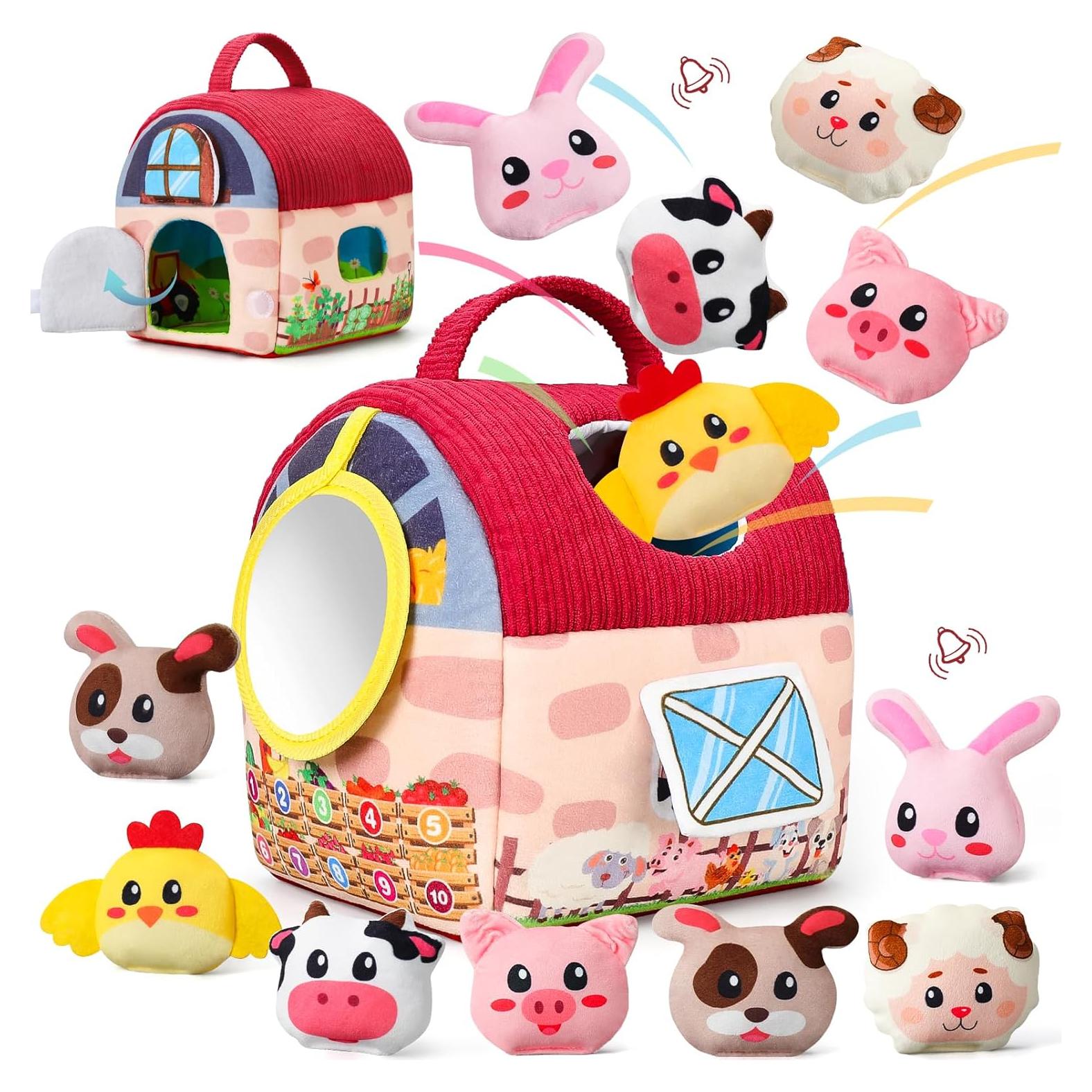 Juguete Sensorial Granja Vanvimen 12 Animales Peluche 6-12 Meses