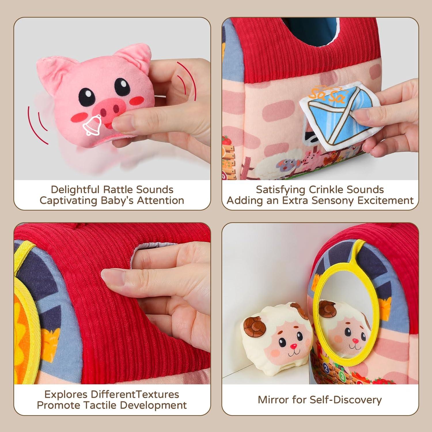 Juguete Sensorial Granja Vanvimen 12 Animales Peluche 6-12 Meses