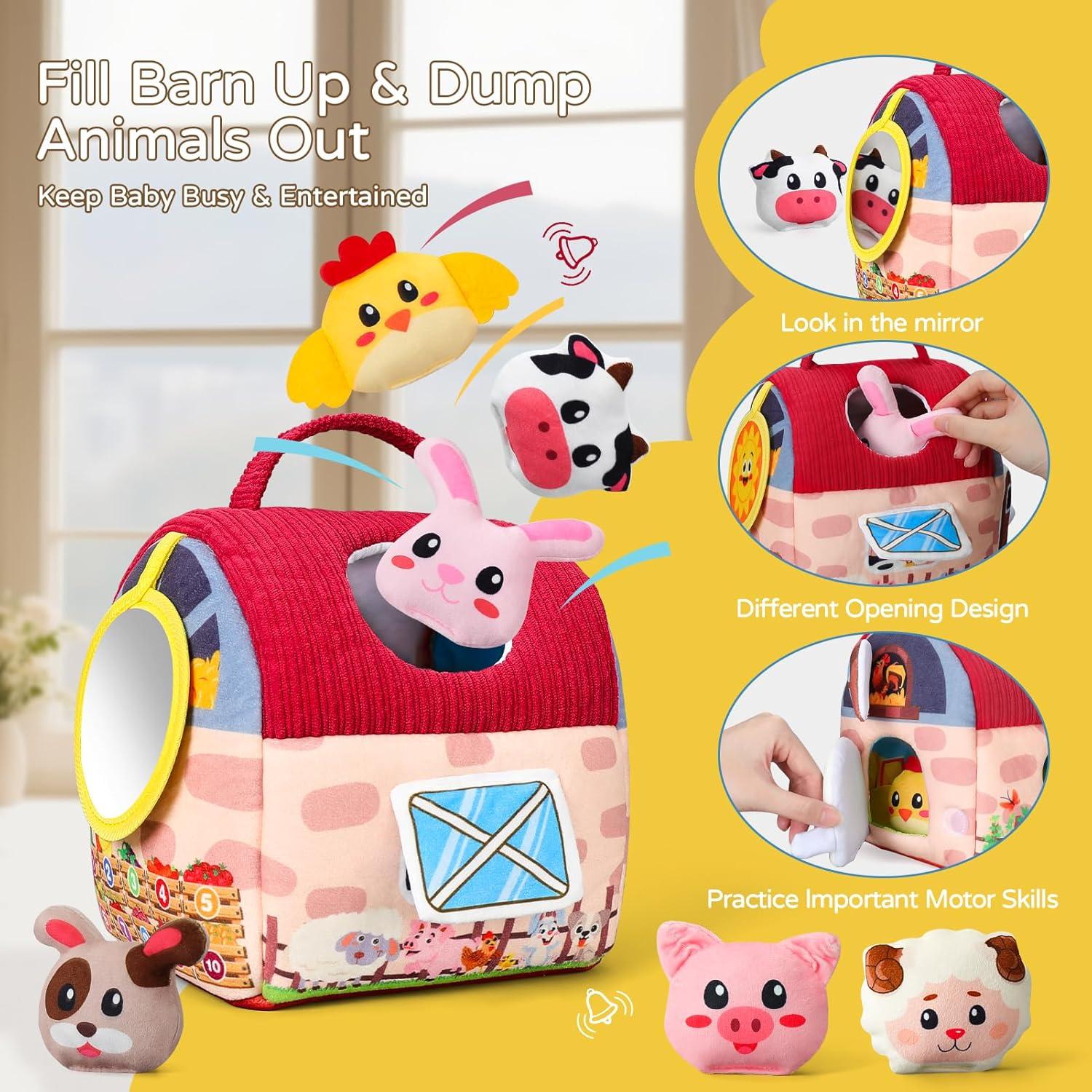 Juguete Sensorial Granja Vanvimen 12 Animales Peluche 6-12 Meses