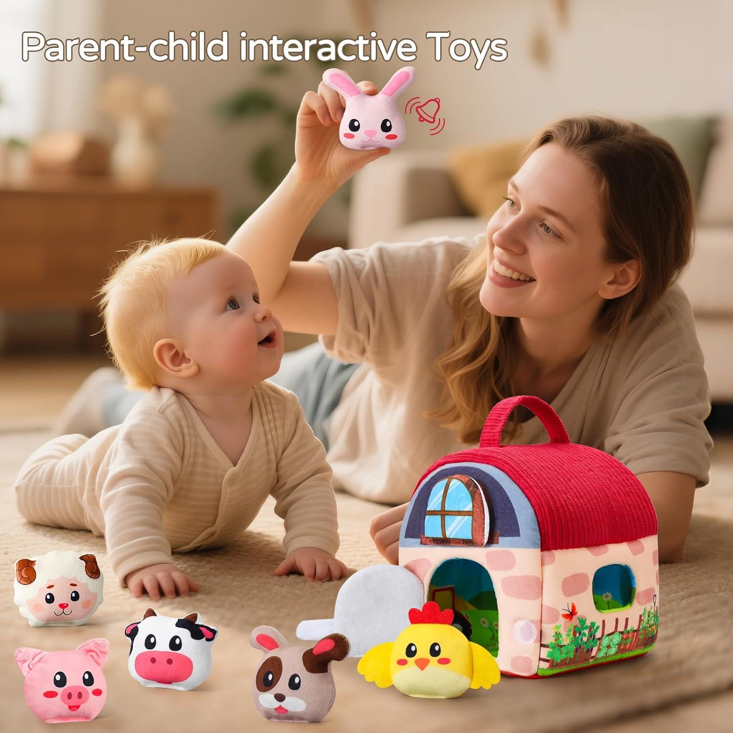 Juguete Sensorial Granja Vanvimen 12 Animales Peluche 6-12 Meses