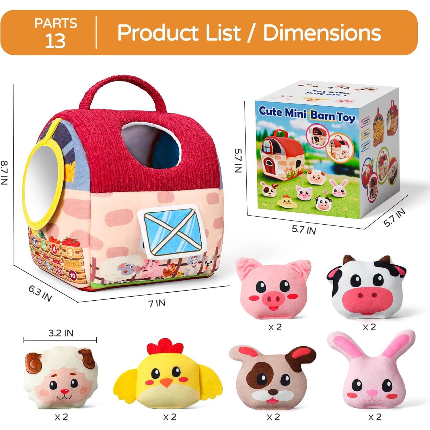 Juguete Sensorial Granja Vanvimen 12 Animales Peluche 6-12 Meses