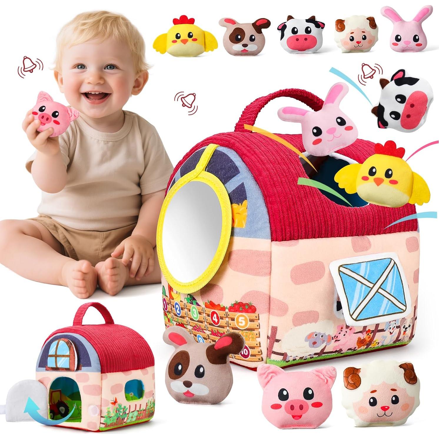 Juguete Sensorial Granja Vanvimen 12 Animales Peluche 6-12 Meses