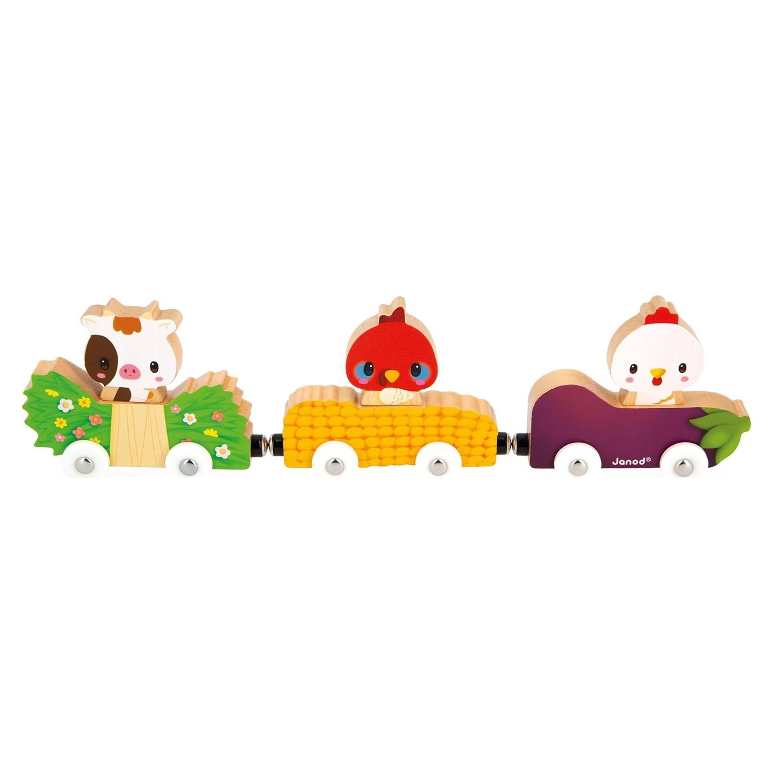 Juguete de Empuje Janod Ferrocarril de Animales de Granja