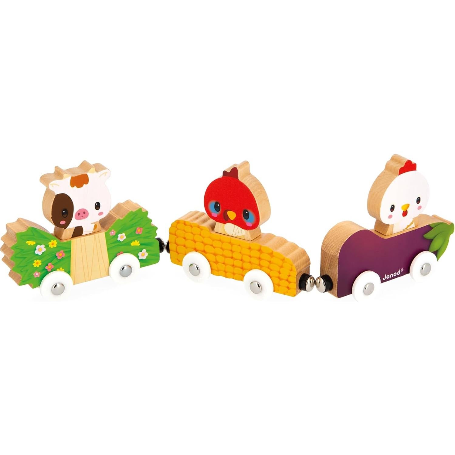 Juguete de Empuje Janod Ferrocarril de Animales de Granja