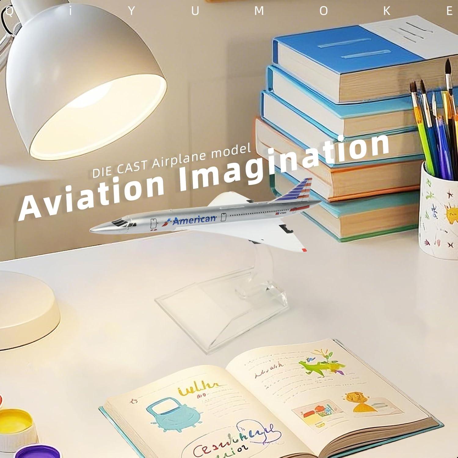 Modelo Concorde QIYUMOKE Metal Diecast 1/400 con Soporte