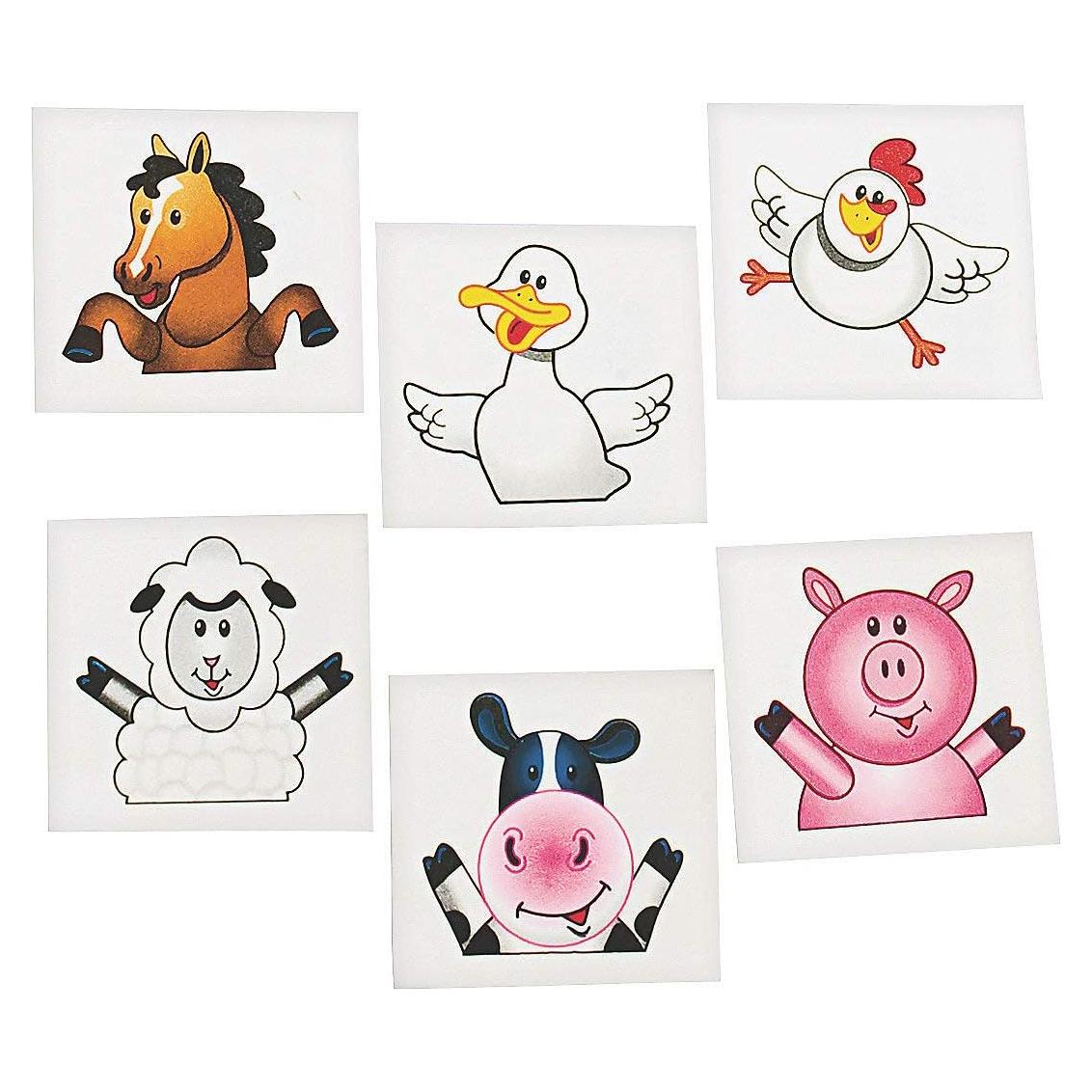 Tatuajes Temporales de Fiesta de Granja 72 Piezas - Oriental Trading