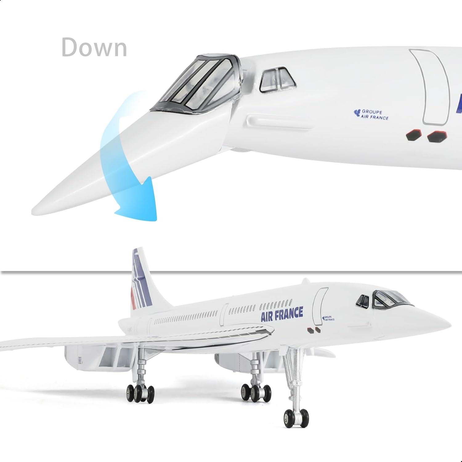 Modelo de avión Concorde QIYUMOKE 1/125 con soporte