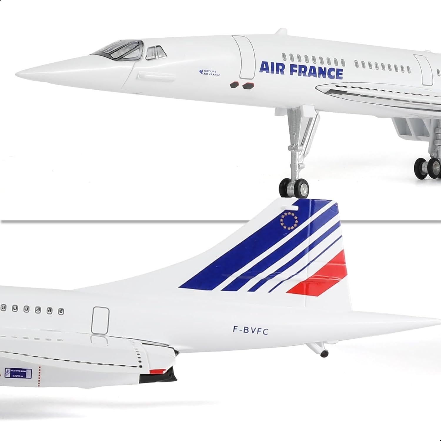 Modelo de avión Concorde QIYUMOKE 1/125 con soporte