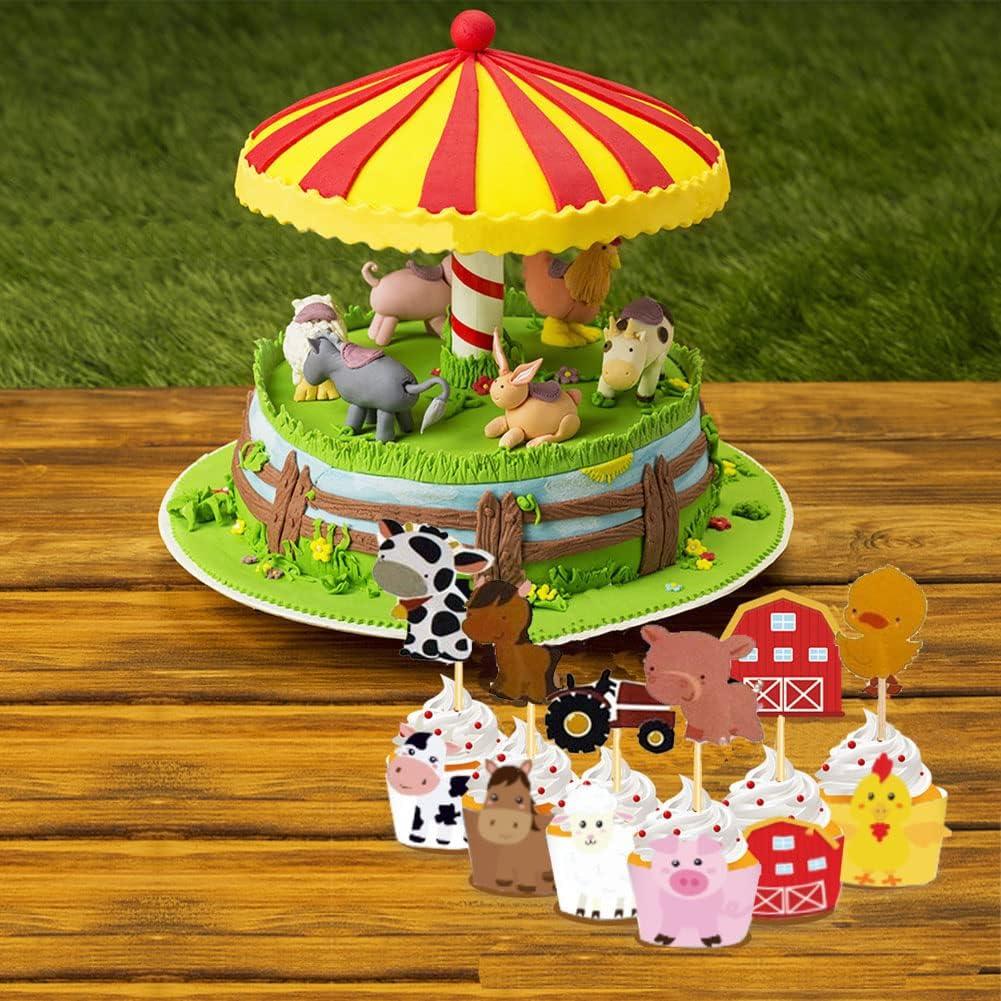48 Fundas y Decoraciones de Cupcakes Animales de Granja