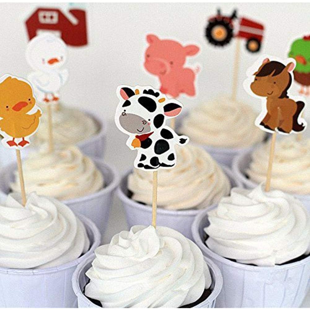 48 Fundas y Decoraciones de Cupcakes Animales de Granja