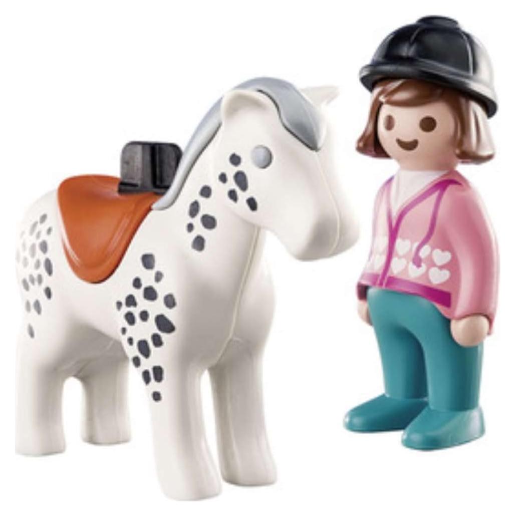 Playmobil 1.2.3 Jinete con Caballo - Juguete para 18 meses