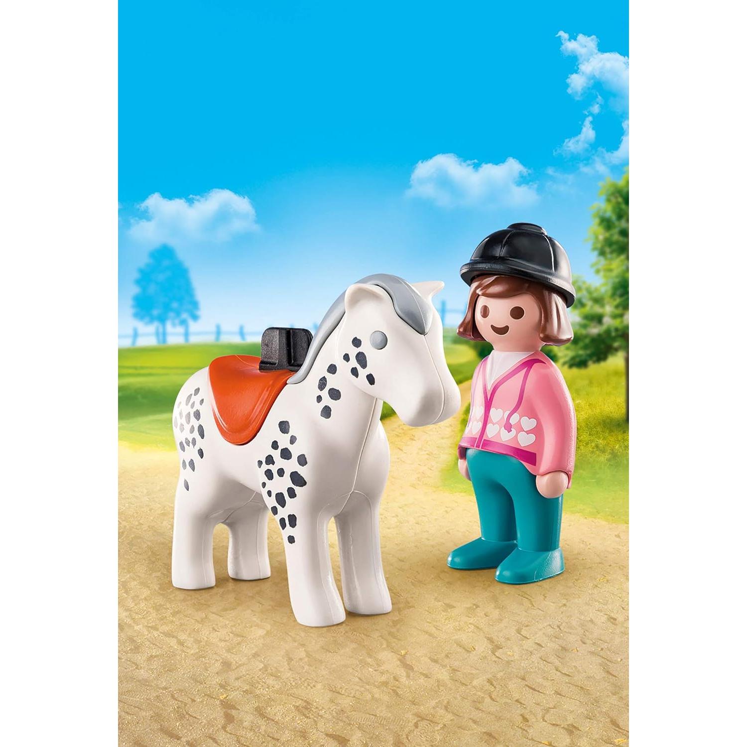 Playmobil 1.2.3 Jinete con Caballo - Juguete para 18 meses