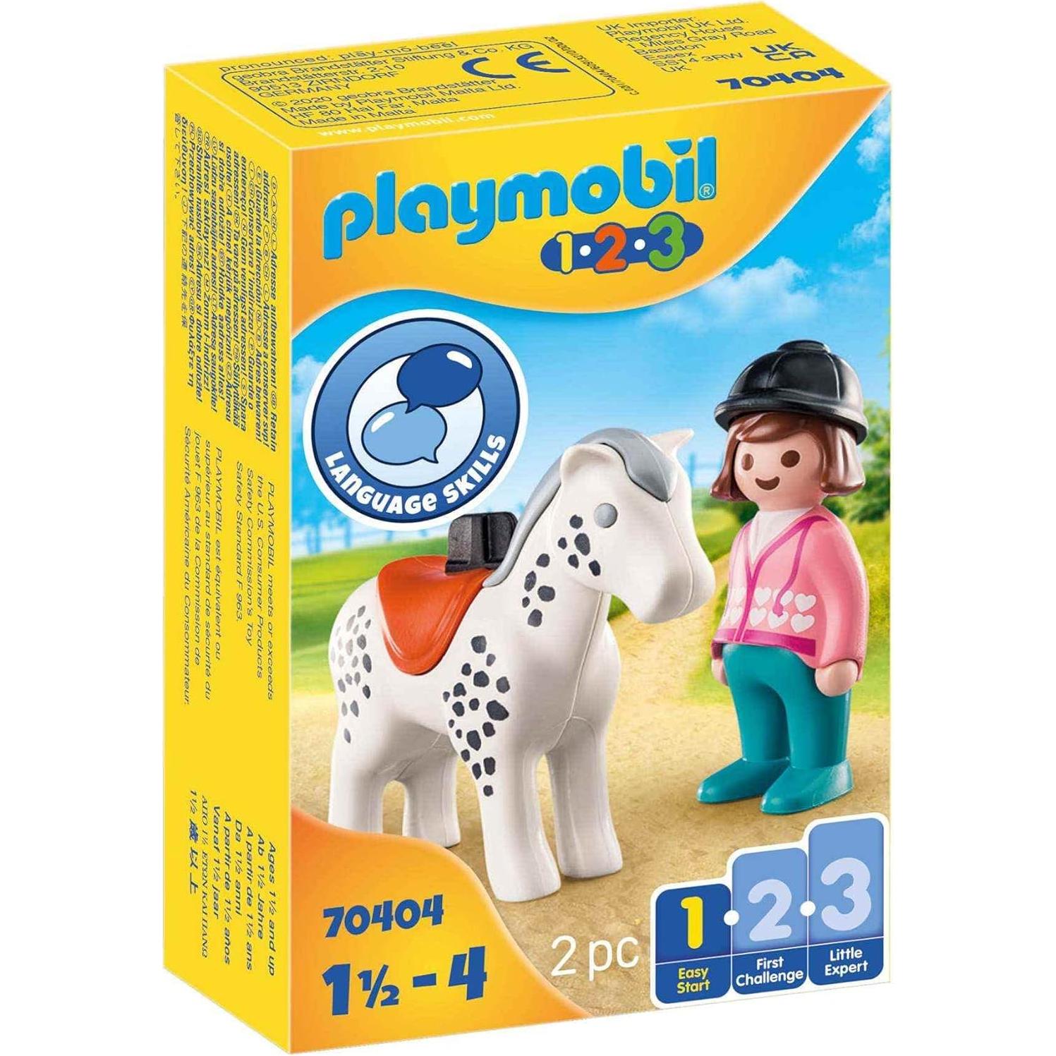 Playmobil 1.2.3 Jinete con Caballo - Juguete para 18 meses