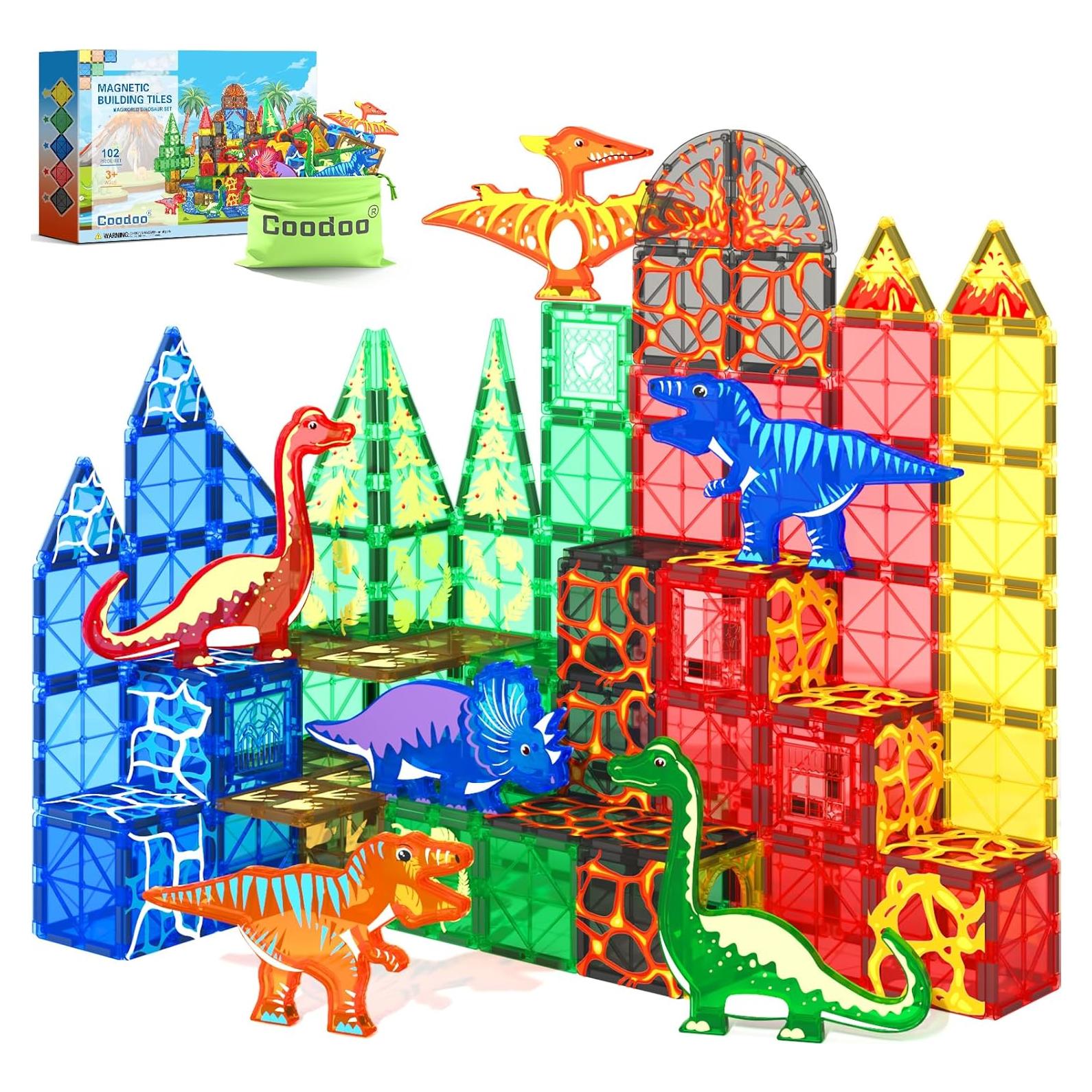 Juguetes de Dinosaurios Magnéticos Coodoo 102 Piezas 3+ Años