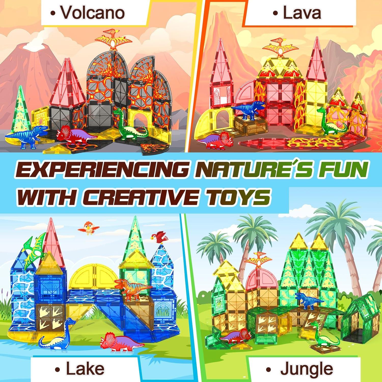 Juguetes de Dinosaurios Magnéticos Coodoo 102 Piezas 3+ Años