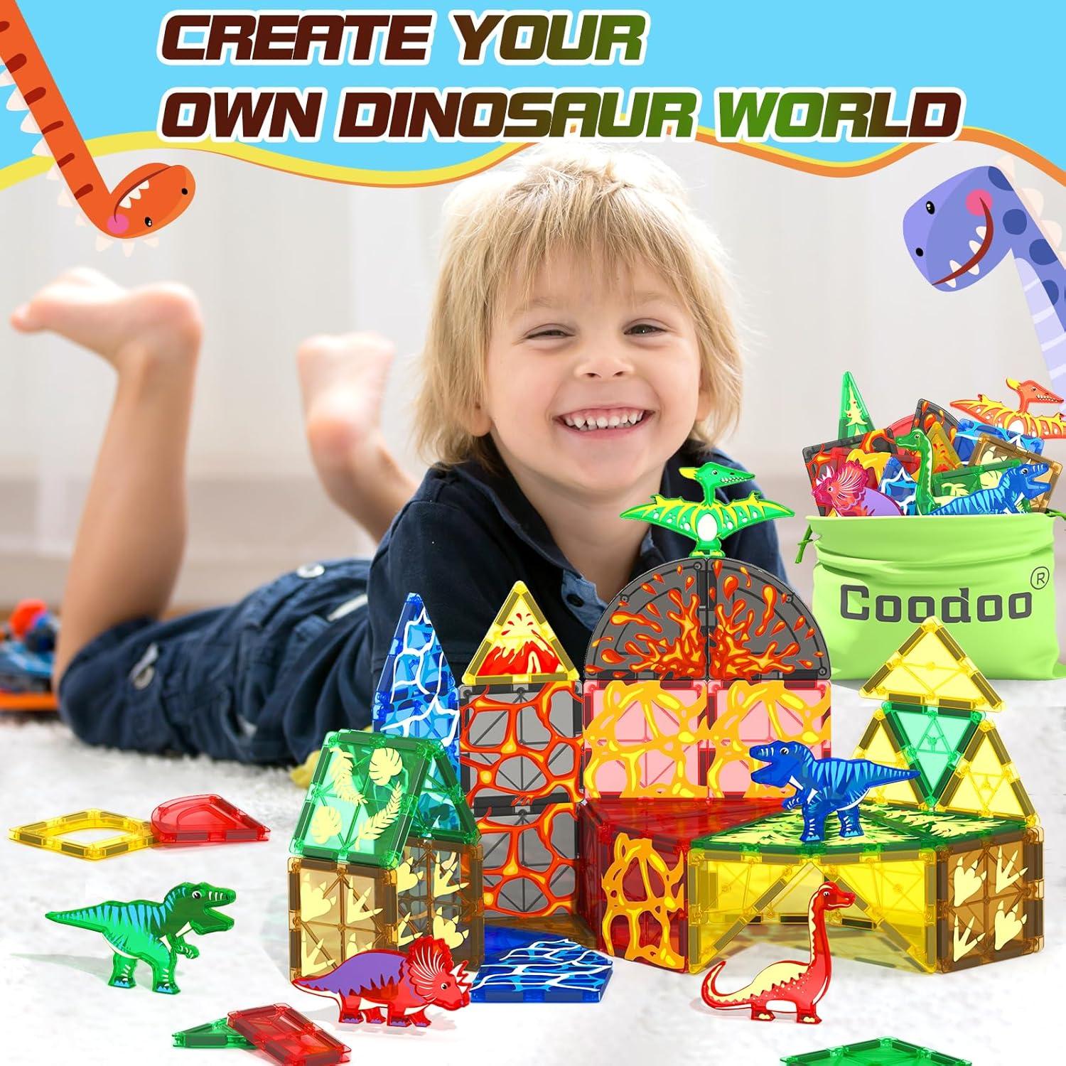 Juguetes de Dinosaurios Magnéticos Coodoo 102 Piezas 3+ Años