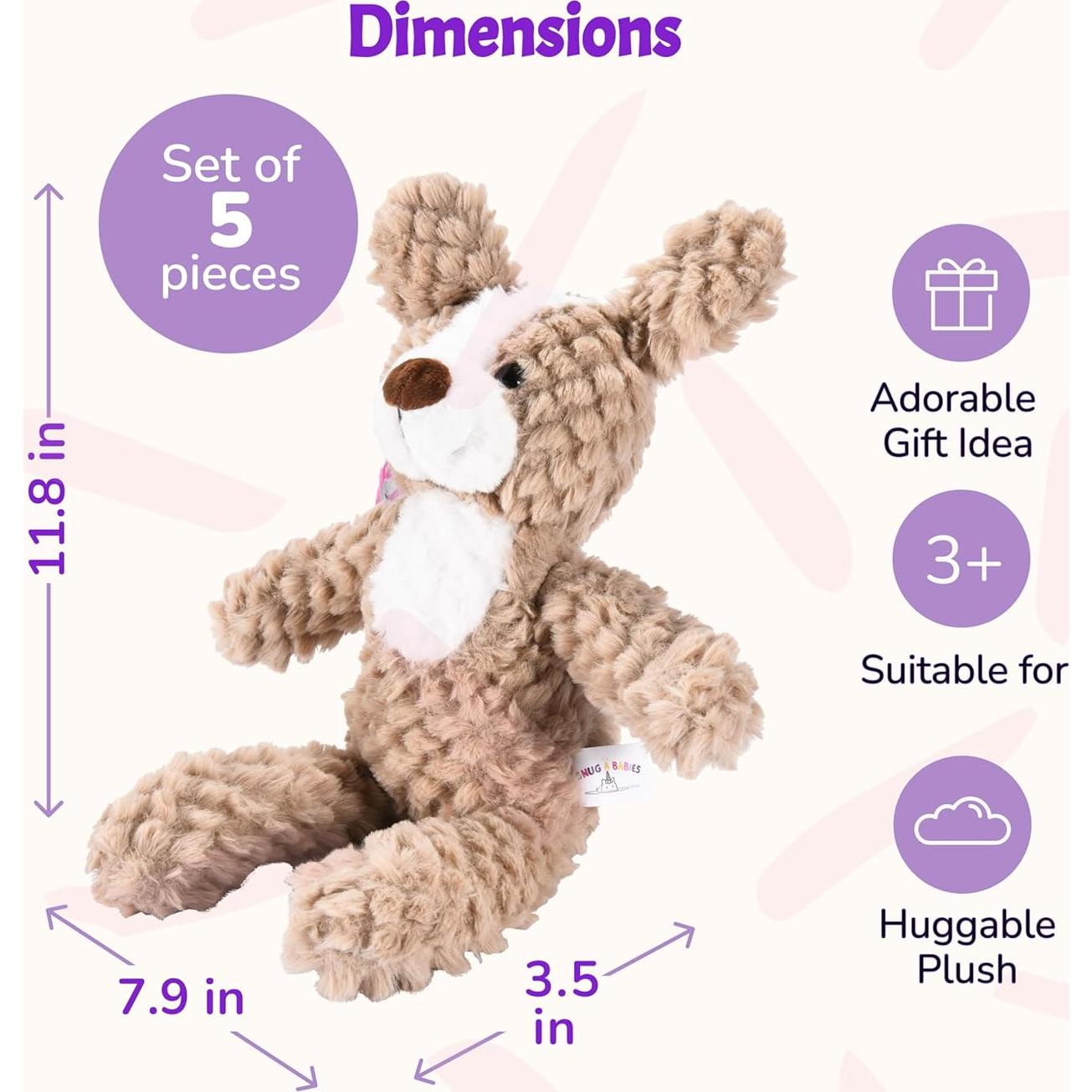 Conjunto de 5 Animales de Peluche Snug A Babies - Juguetes Suaves