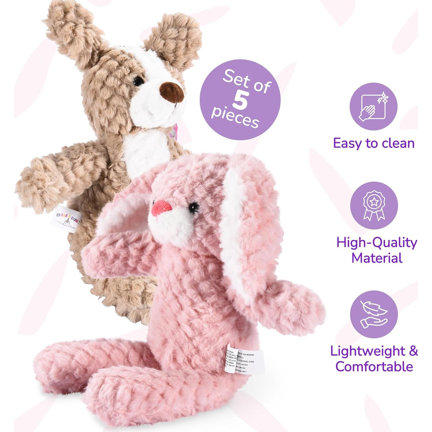 Conjunto de 5 Animales de Peluche Snug A Babies - Juguetes Suaves