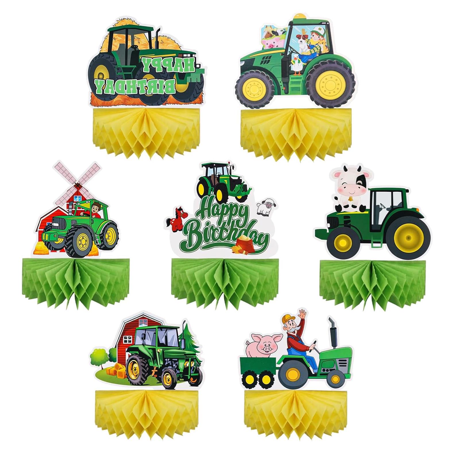 Centros de Mesa de Panal de Tractor 7 Piezas Decoración Fiesta