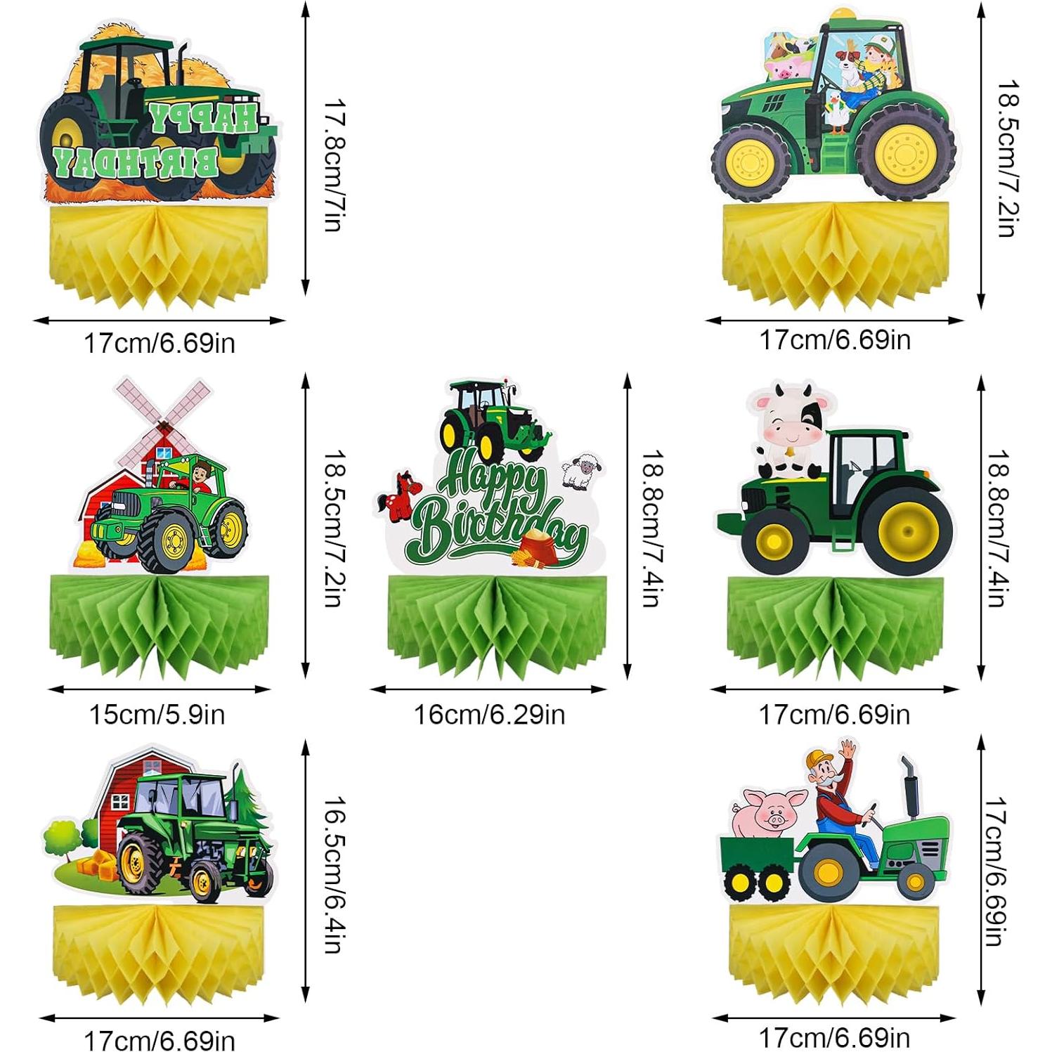Centros de Mesa de Panal de Tractor 7 Piezas Decoración Fiesta