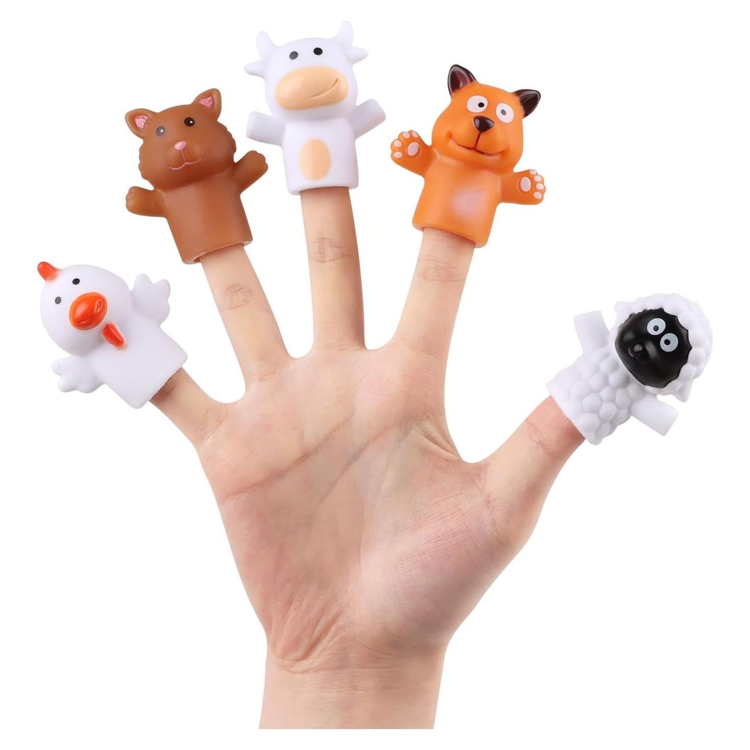 Juego de 5 Marionetas de Dedos CCINEE - Animales de Goma