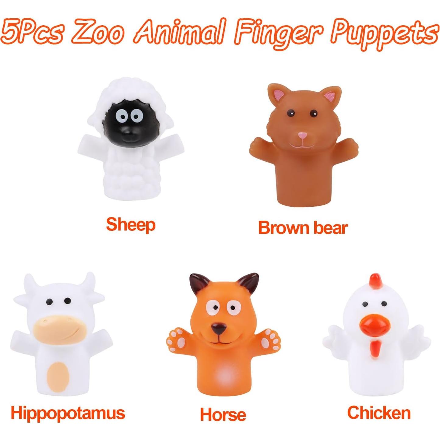 Juego de 5 Marionetas de Dedos CCINEE - Animales de Goma