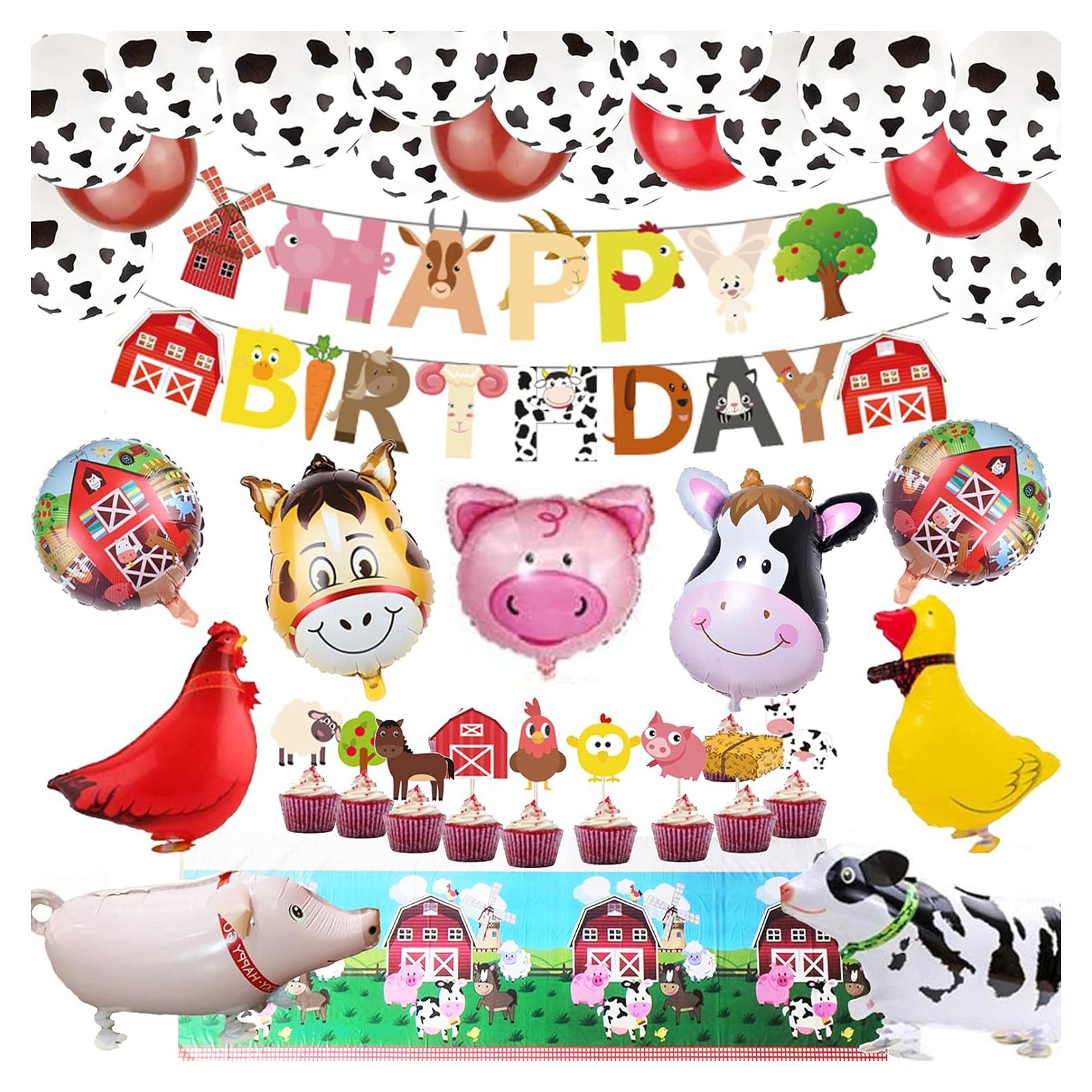 Finypa 72 Piezas Decoración Fiesta Cumpleaños Granja Animales