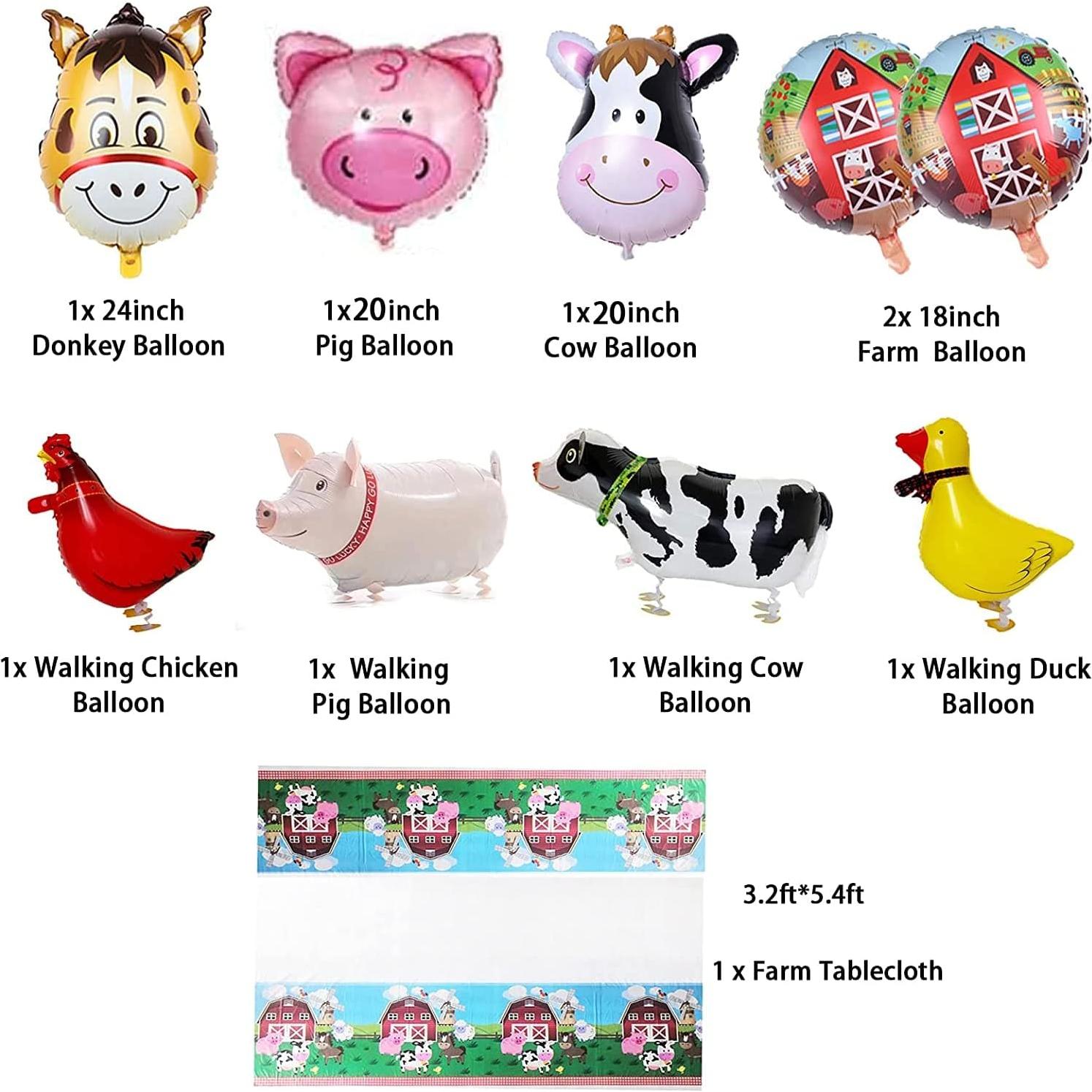 Finypa 72 Piezas Decoración Fiesta Cumpleaños Granja Animales