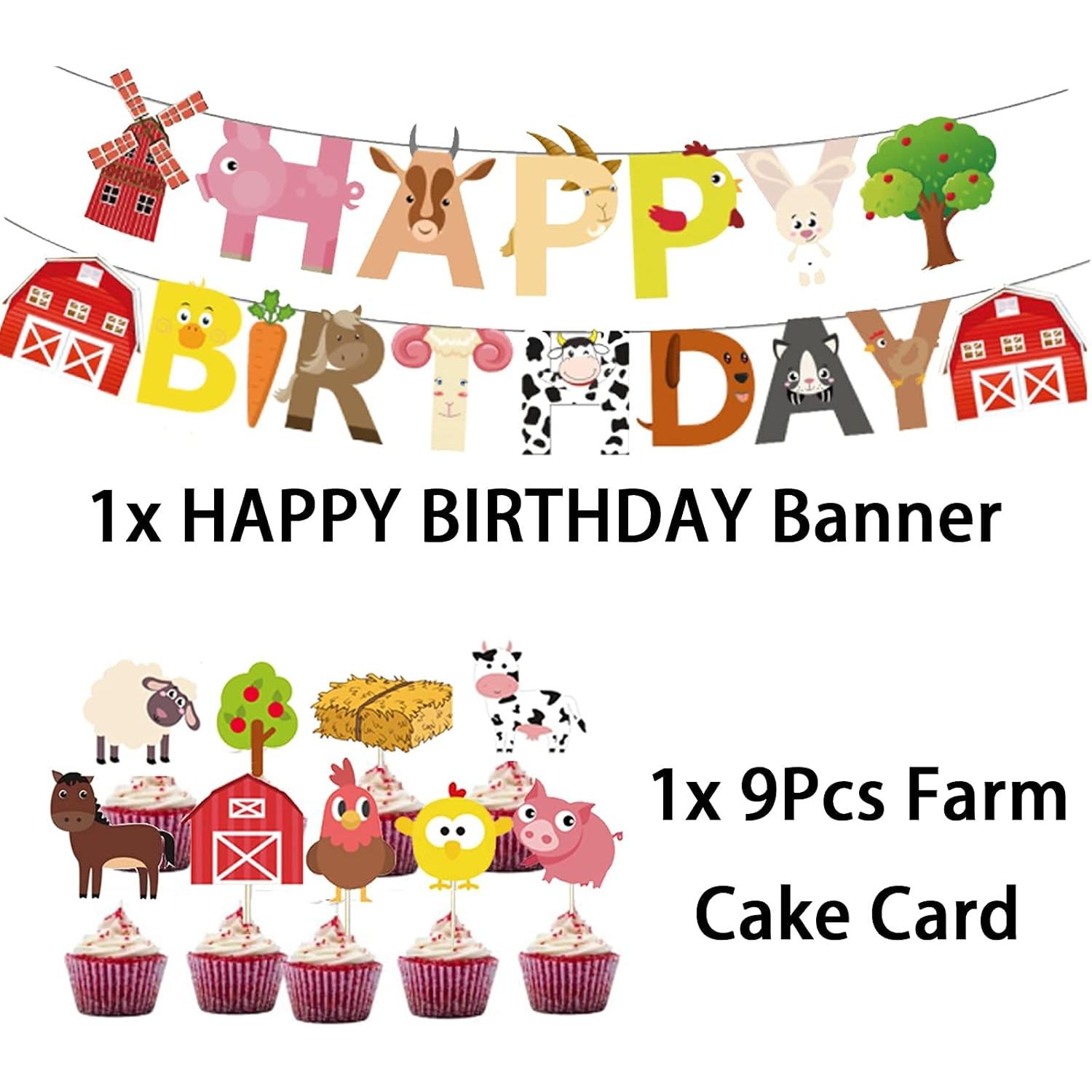 Finypa 72 Piezas Decoración Fiesta Cumpleaños Granja Animales