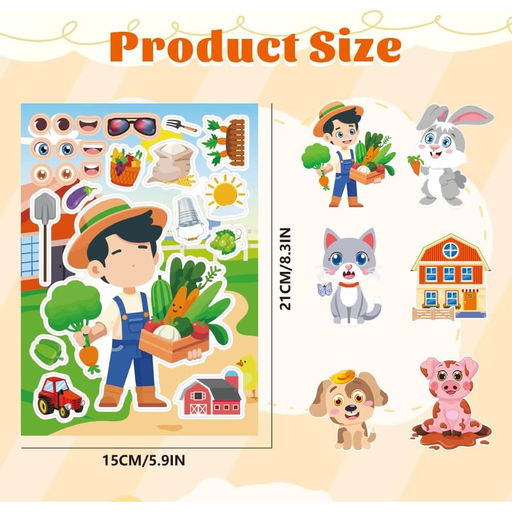 48 Hojas Stickers Animales de Granja AuroraWondr - DIY