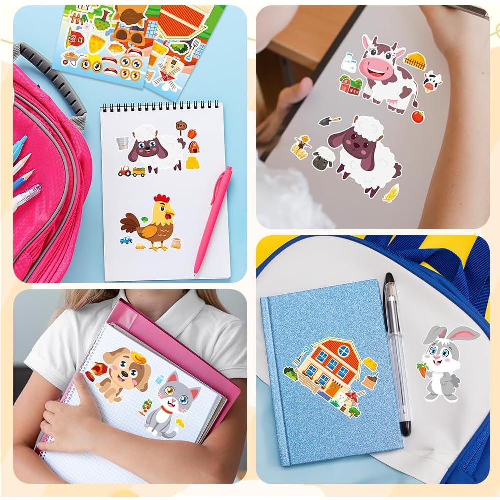 48 Hojas Stickers Animales de Granja AuroraWondr - DIY