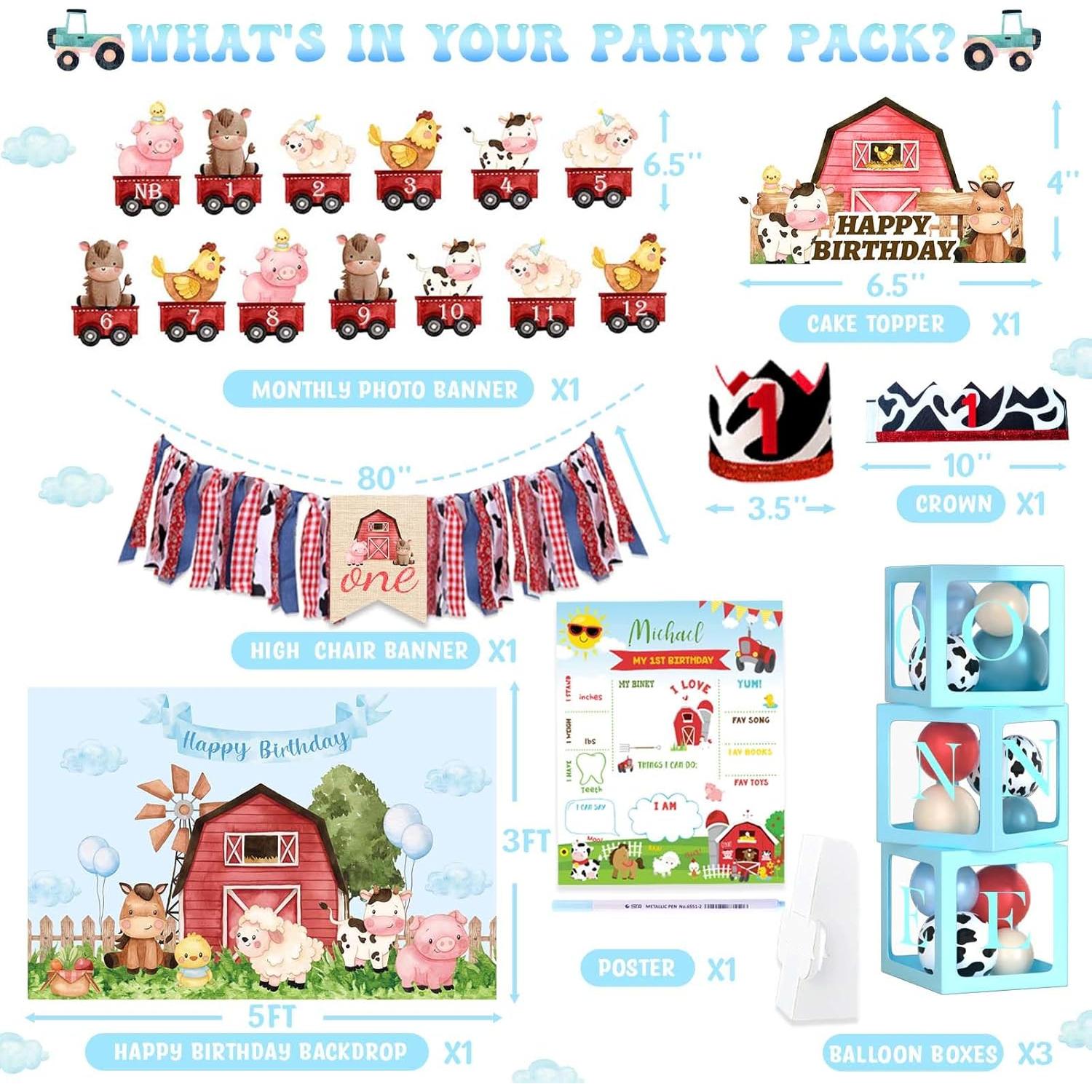 Decoraciones de Fiesta de Granja para Niños - Party Inspo - 160 Pcs