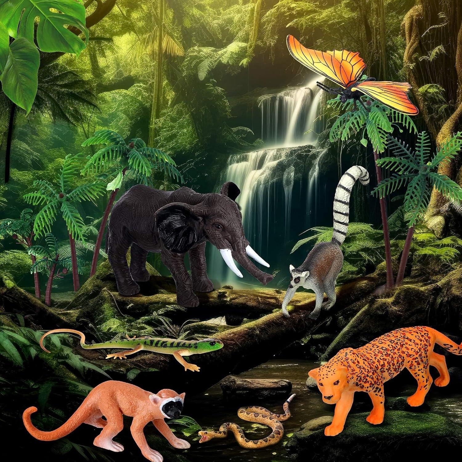 Juego de Figuras de Animales Selva Tropical MiniInflat 25 Piezas