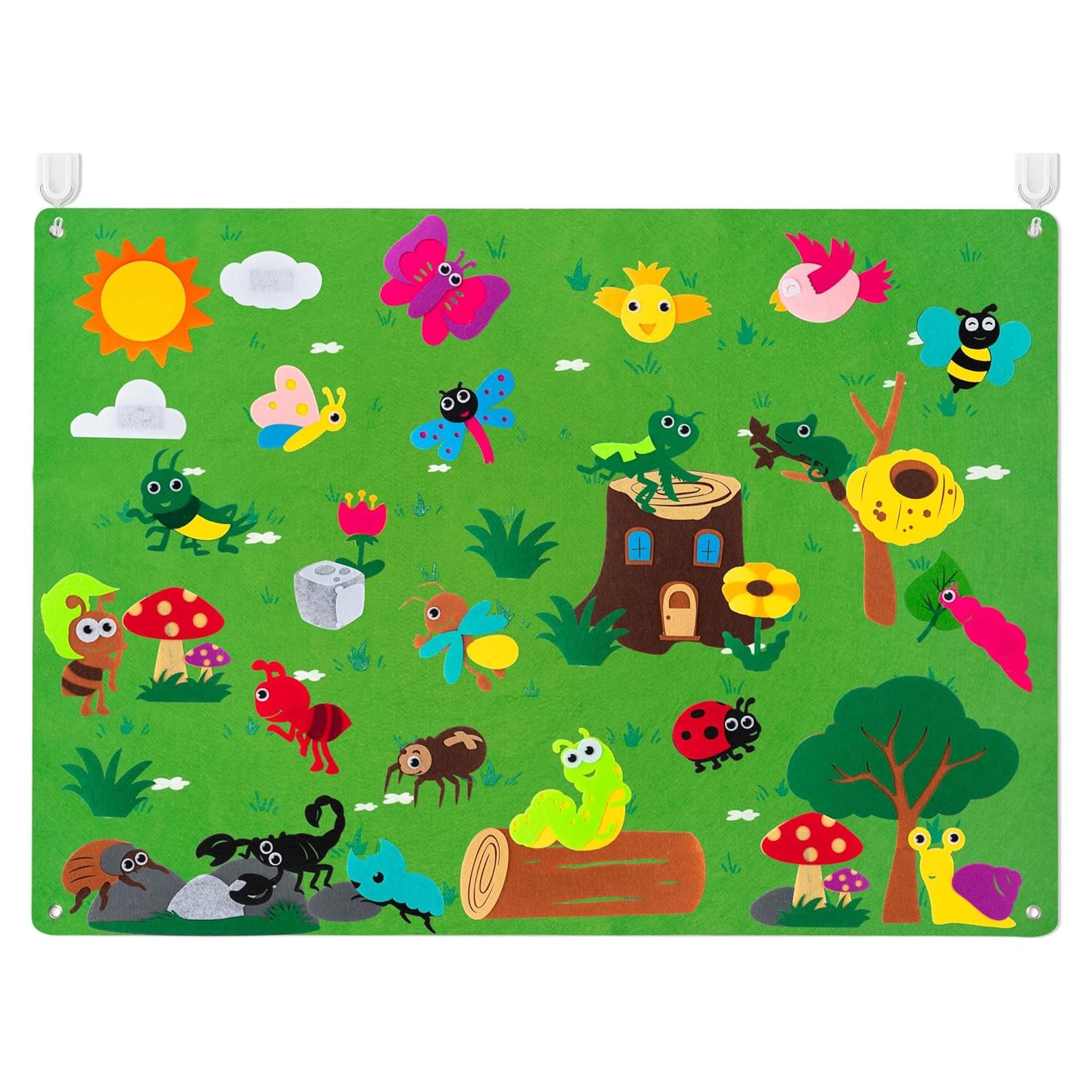 Conjunto de Tablero de Fieltro WATINC 1.07m Insectos 45Pcs