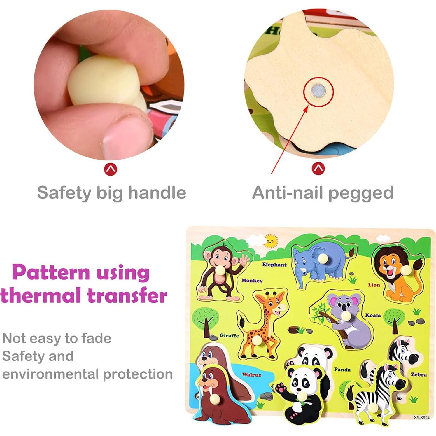 Rompecabezas de Madera Blppldyci Set 3 Piezas Educativo 2-4 Años