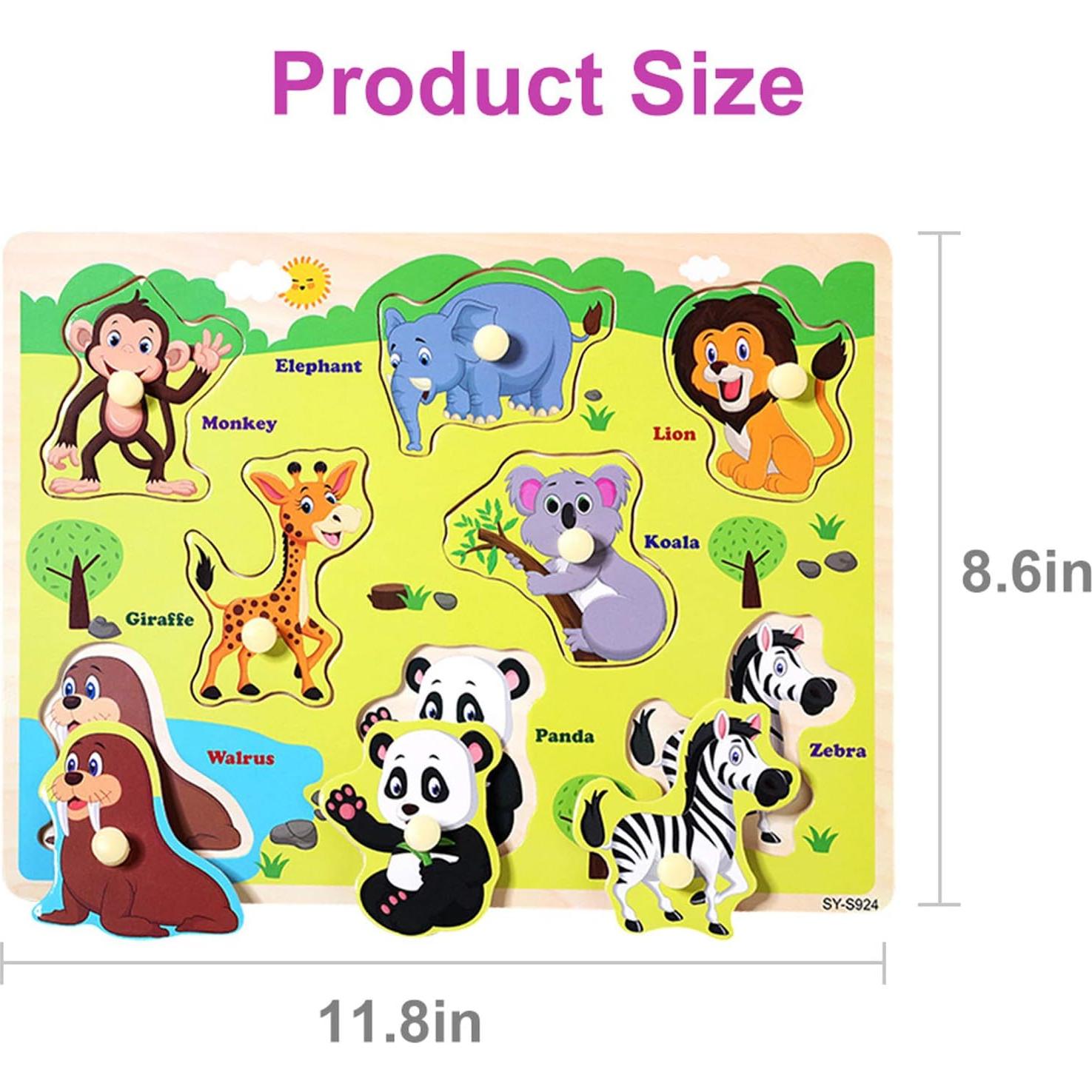 Rompecabezas de Madera Blppldyci Set 3 Piezas Educativo 2-4 Años