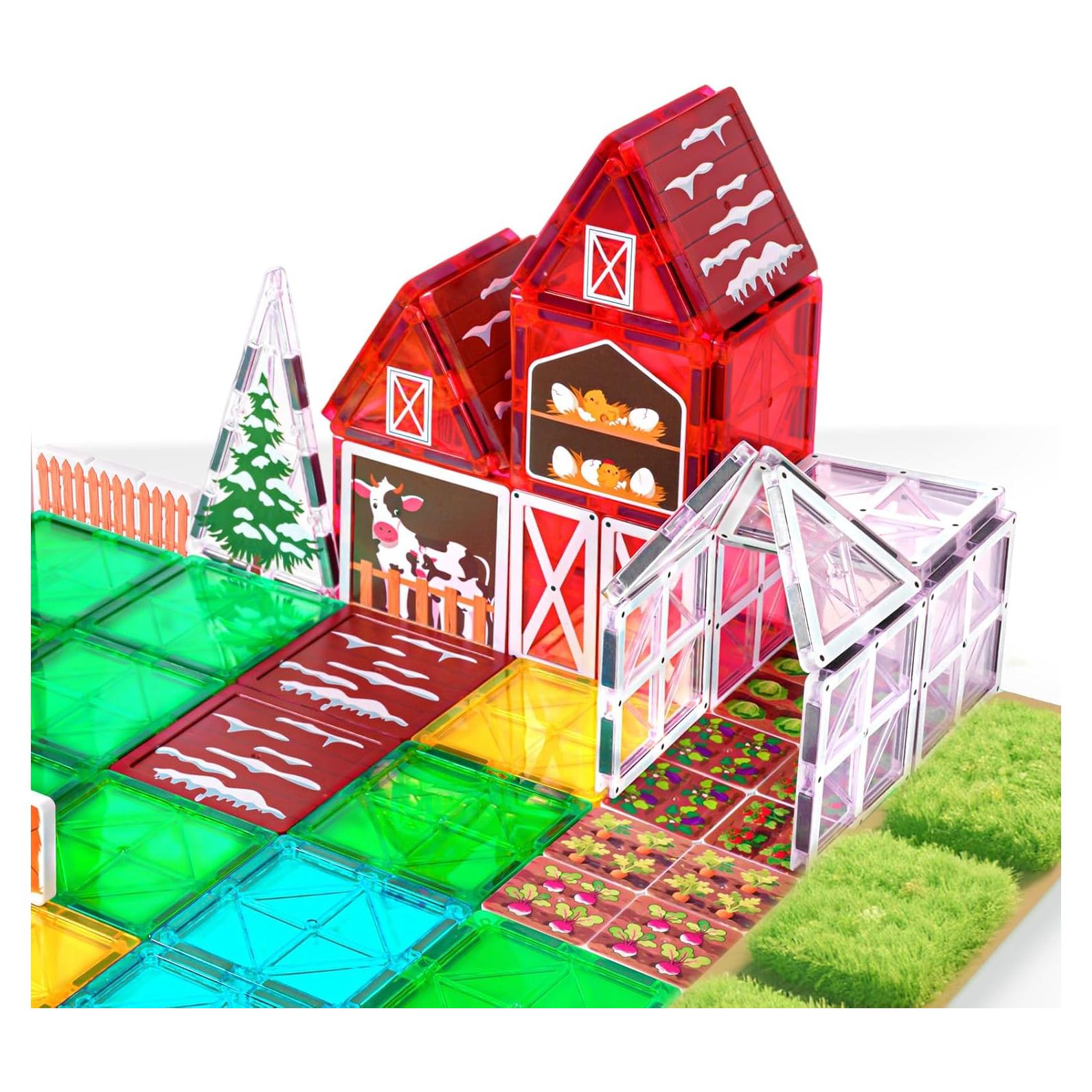 Juguetes Magnéticos de Granja Odjas 66P - Bloques Educativos para Niños