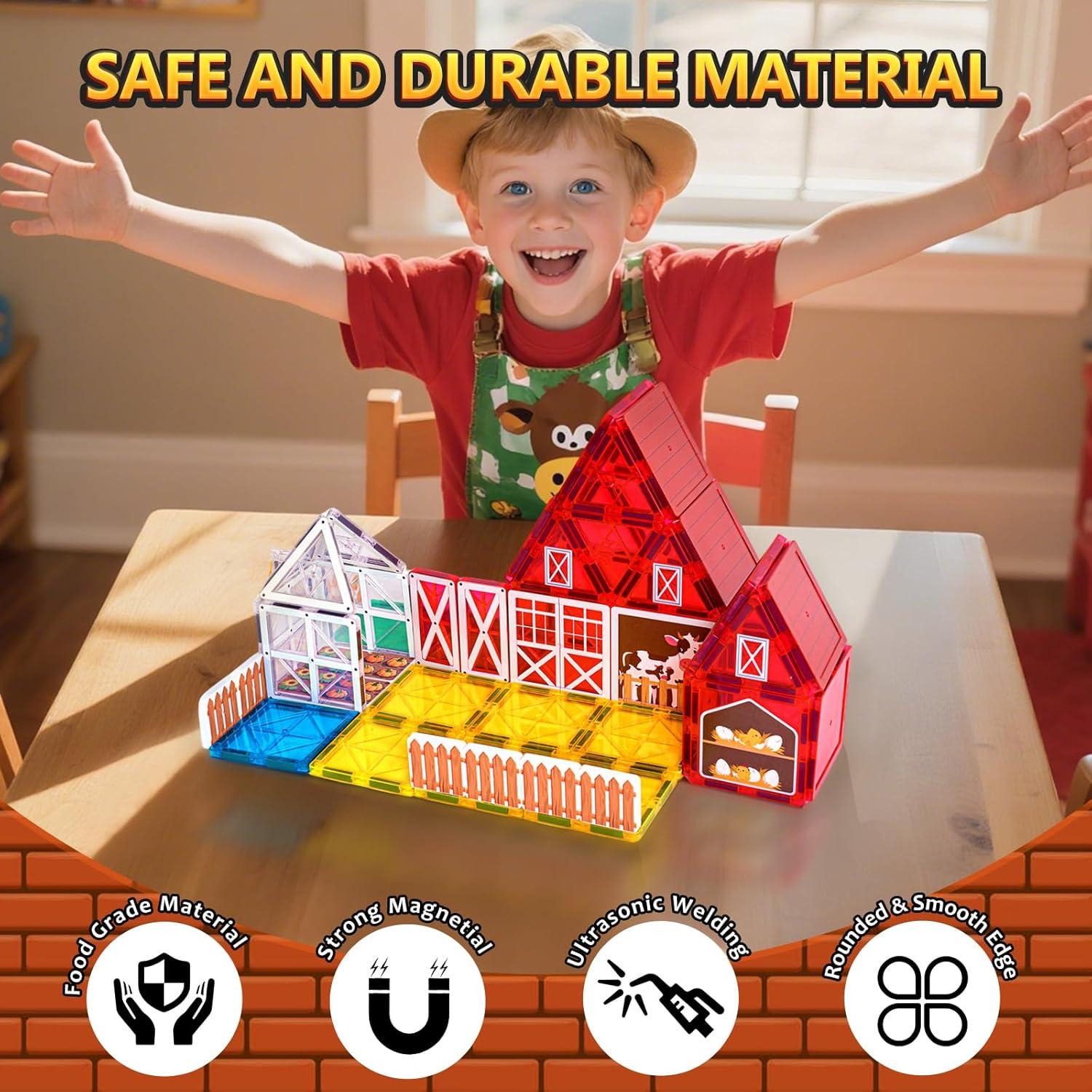 Juguetes Magnéticos de Granja Odjas 66P - Bloques Educativos para Niños