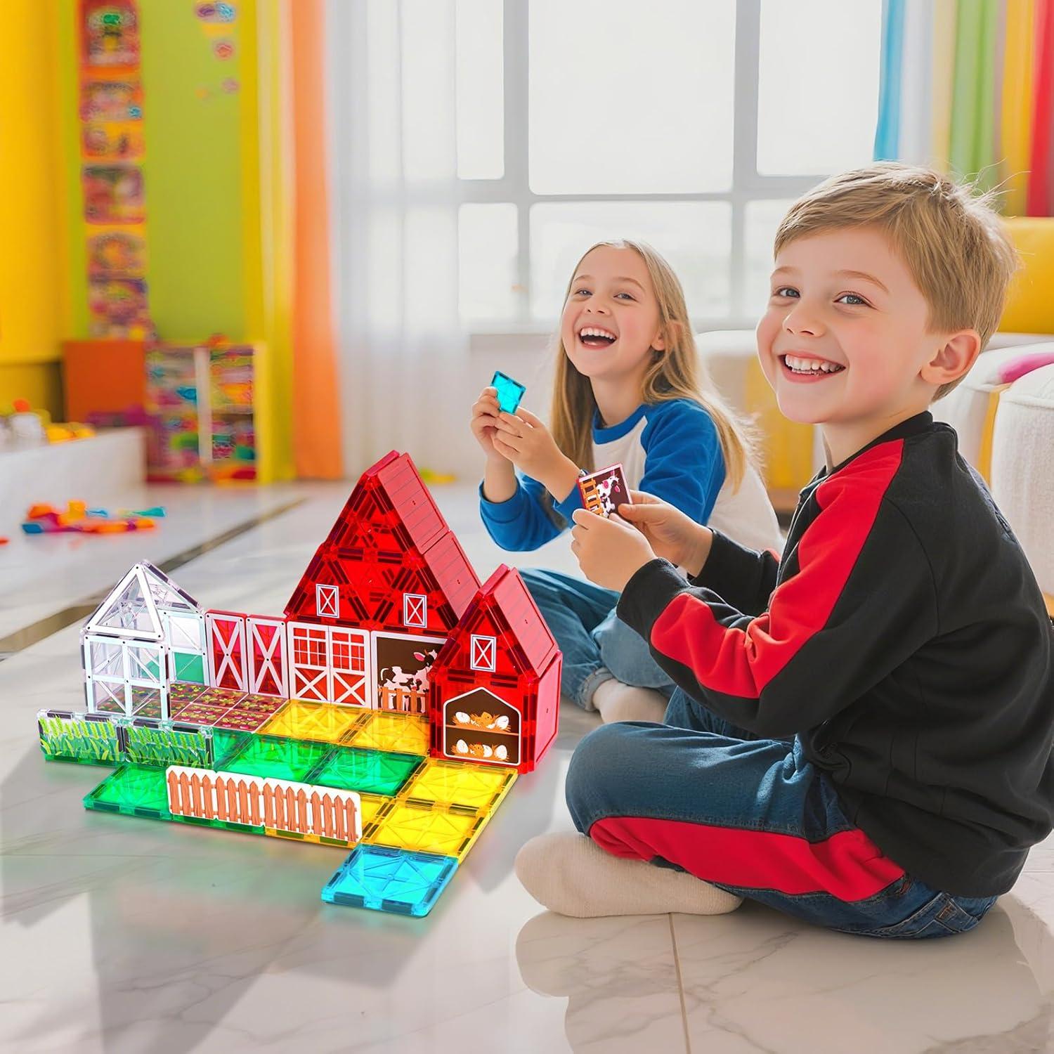 Juguetes Magnéticos de Granja Odjas 66P - Bloques Educativos para Niños