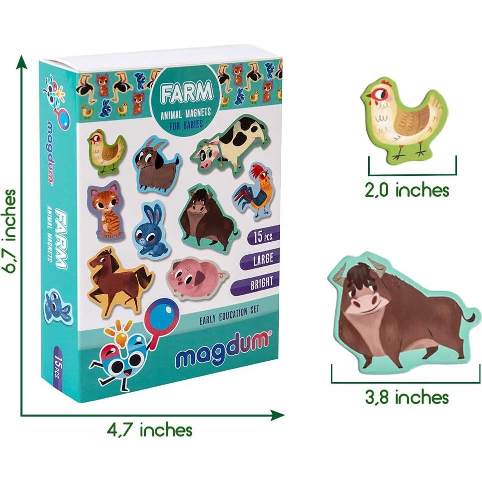 Imanes educativos de animales de granja MAGDUM - 15 piezas