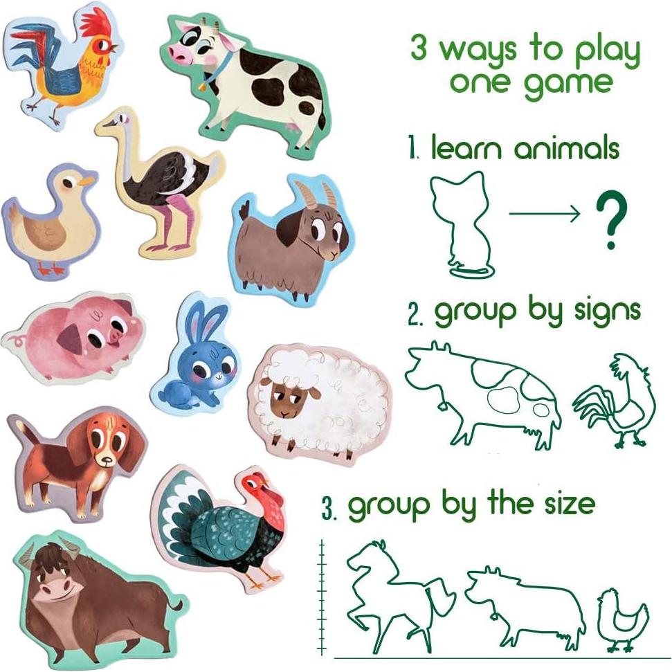 Imanes educativos de animales de granja MAGDUM - 15 piezas