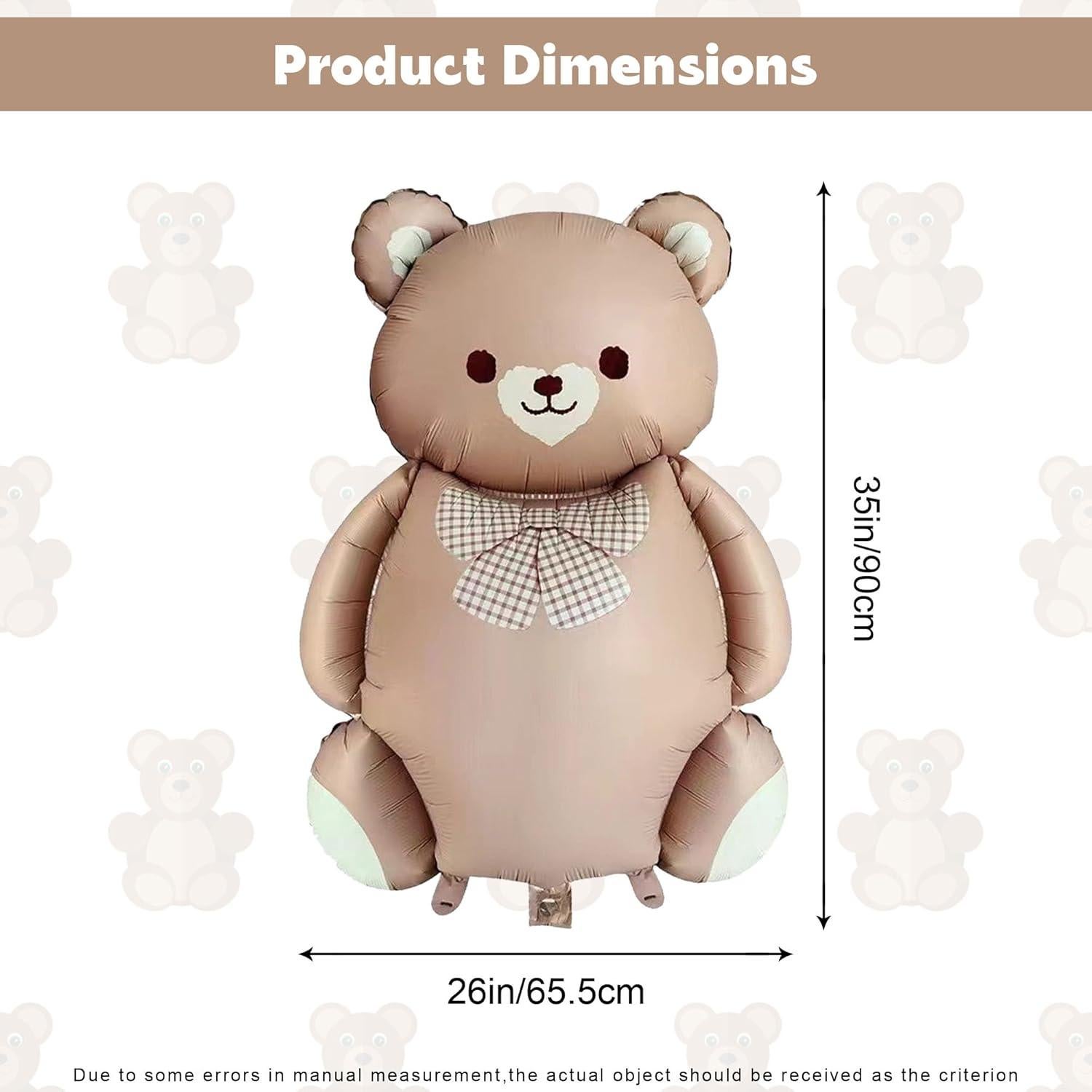 2 Globos de Oso Marrón 90 cm Aluminio para Baby Shower