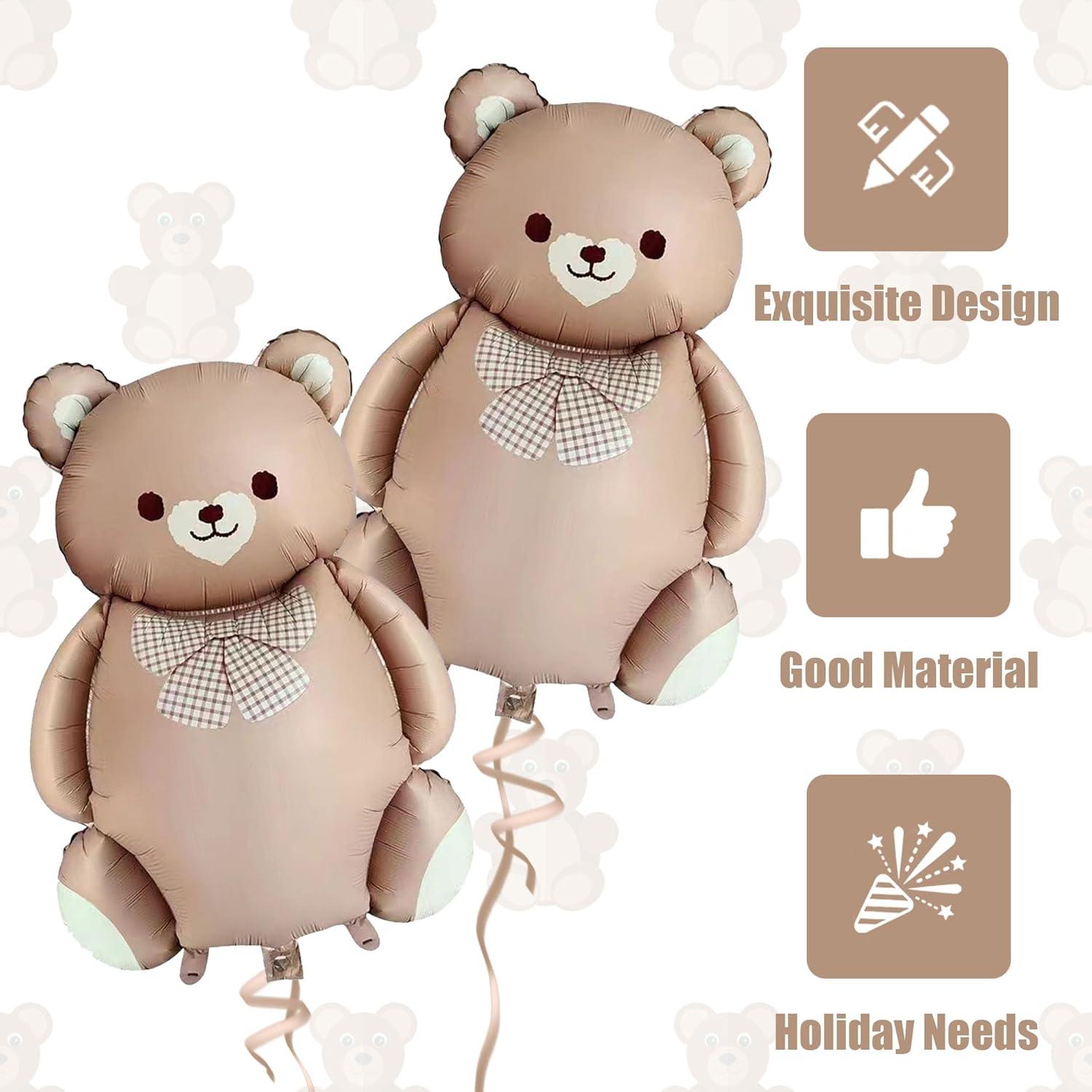 2 Globos de Oso Marrón 90 cm Aluminio para Baby Shower