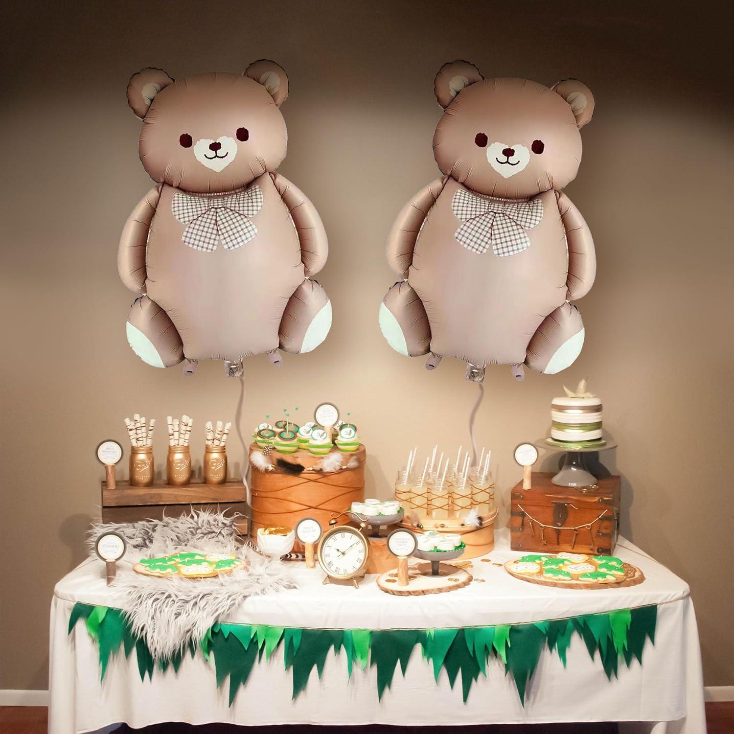 2 Globos de Oso Marrón 90 cm Aluminio para Baby Shower