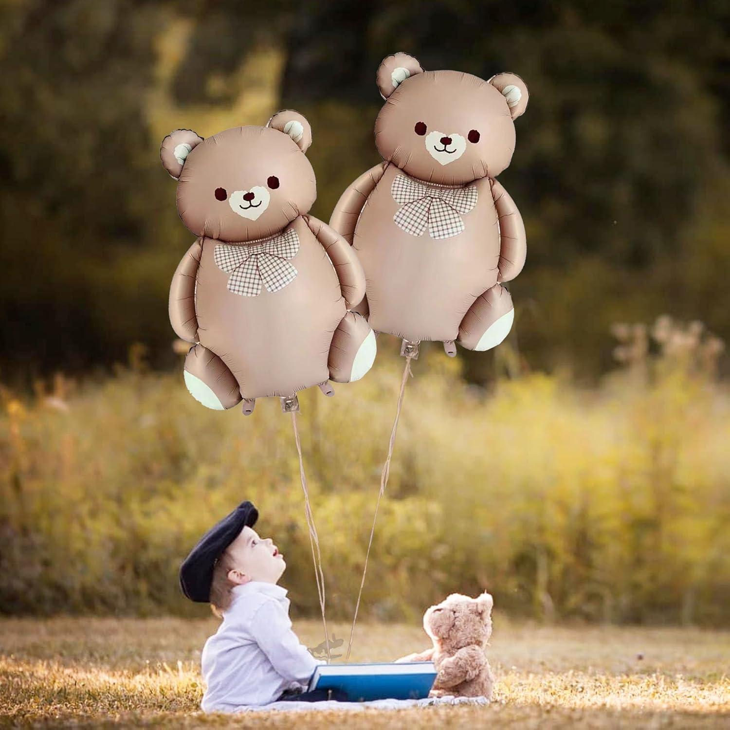 2 Globos de Oso Marrón 90 cm Aluminio para Baby Shower