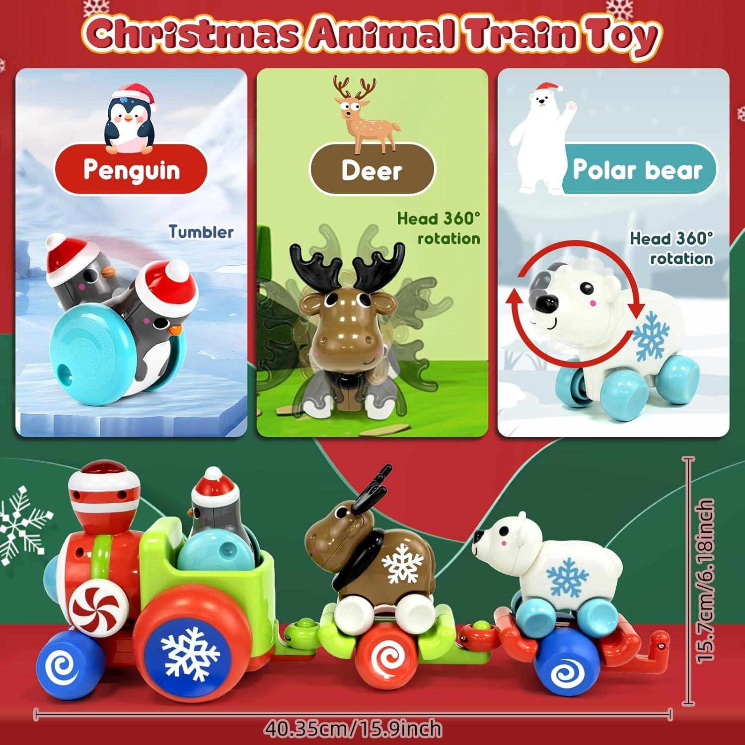 Marstone Baby Toys for 1 Year Old Boys and Girls Gifts, Train Car Set for Toddlers 1-2, Push Animal Car Toys for 12-18 Months, Learning Train Toy for Toddlers 1 2+ Yr Old Birthday Xmas Gift