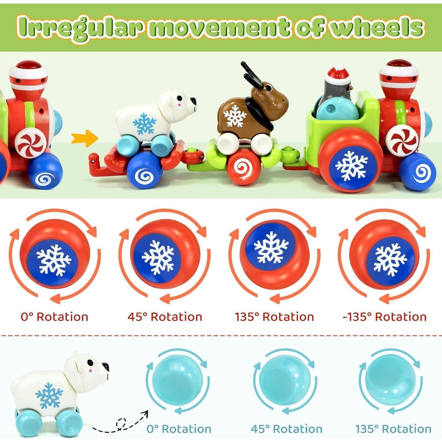 Marstone Baby Toys for 1 Year Old Boys and Girls Gifts, Train Car Set for Toddlers 1-2, Push Animal Car Toys for 12-18 Months, Learning Train Toy for Toddlers 1 2+ Yr Old Birthday Xmas Gift